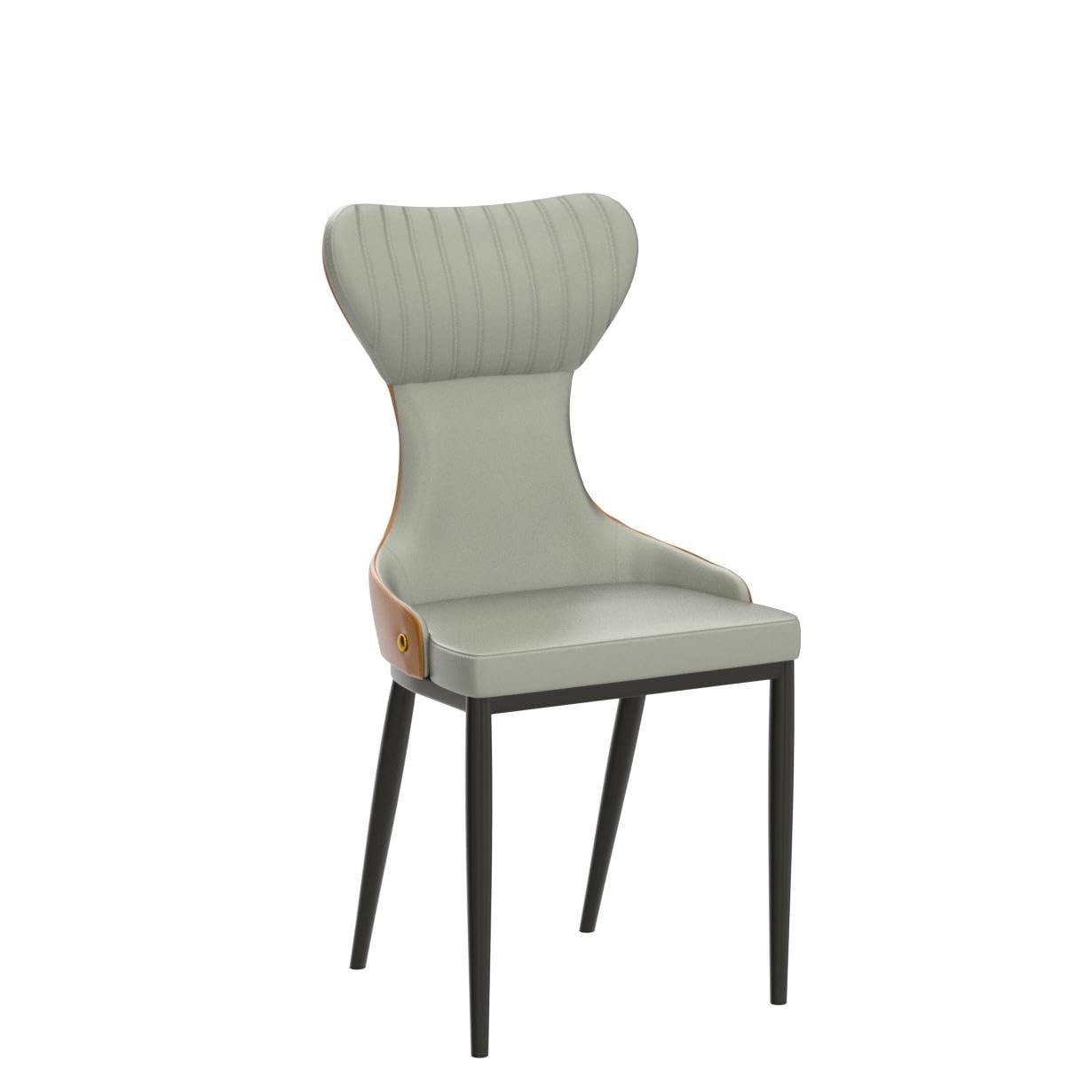 Premium Leather Dining Chairs Set of 2 - Modern Color-Block Design with Metal Legs & Soft Cushions - Fishtail Back Armless Chairs for Kitchen, Dining Room & Living Room - Perfect for Modern Homes, Restaurants & Cozy Gatherings