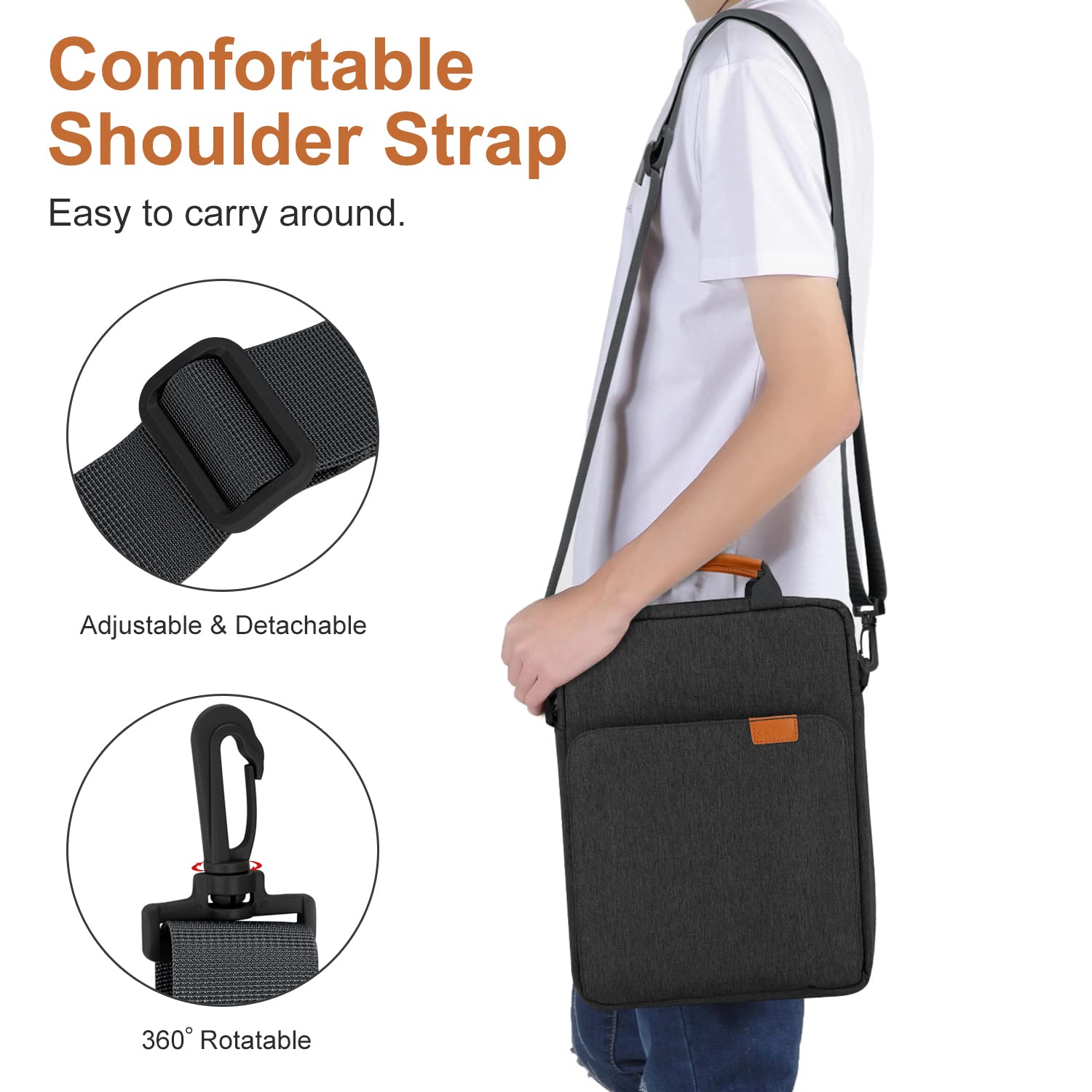 13 Inch Laptop Sleeve with Shoulder Strap & Handle - Protective Case for 13.3