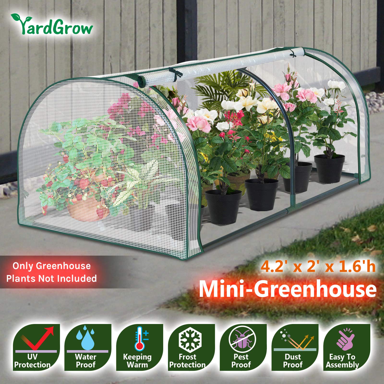 Yardgrow Outdoor Portable Mini Greenhouse for Plants, Flowers & Vegetables - PE Cover for Garden Protection | Perfect for Seed Starting, Plant Nursery & Winter Gardening
