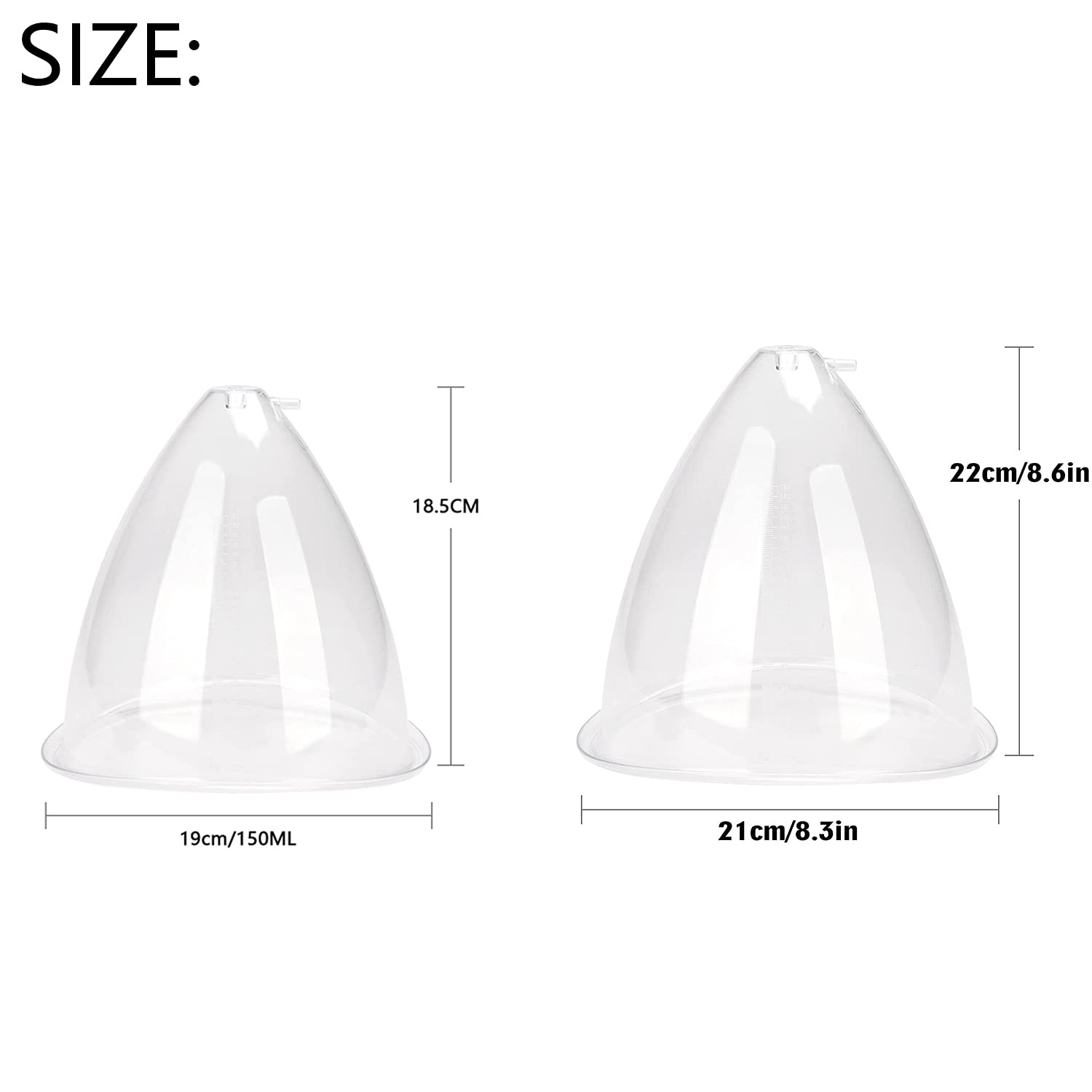 Professional Vacuum Cupping Machine Accessories - Large Breast & Buttocks Lifting Cups (21cm + 19cm) - Transparent Silicone for Spa, Massage & Body Contouring Therapy