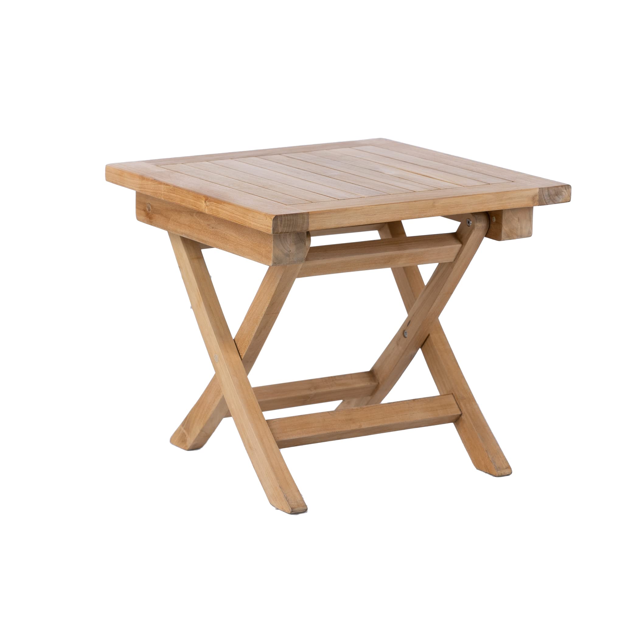 Teak Wood Folding 20 Inch Outdoor Coffee Table - Portable Square Patio Table for Camping, Backyard, Porch & Balcony - Weather-Resistant Furniture for Outdoor Entertaining, Picnics & Beach Parties
