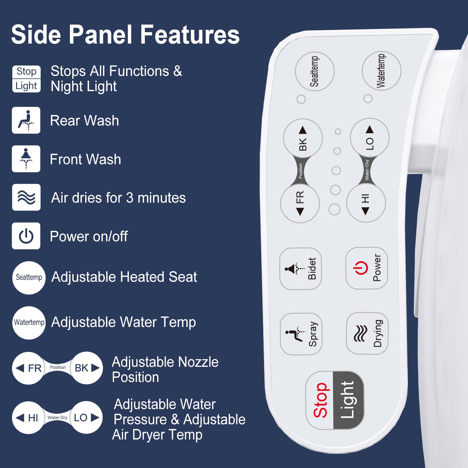 ZMJH 236 Smart Bidet Toilet Seat - Elongated, Heated Seat with Warm Water Wash, Vortex Nozzle, Front & Rear Cleaning, Warm Air Dryer, LED Night Light - White (Electrical Outlet Required) | Perfect for Modern Bathrooms, Elderly Care & Hygienic Living