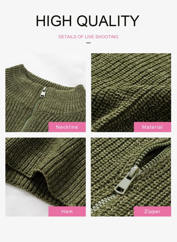 Dokotoo Women's Long Sleeve 1/4 Zip Pullover Sweater - V Neck Polo Style Casual & Dressy Top for Work, Office & Everyday Wear
