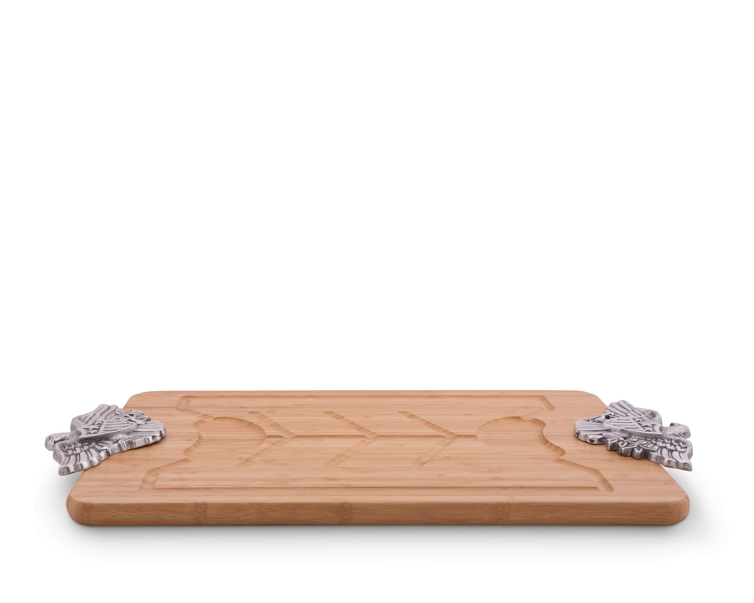 Premium American Eagle Bamboo Cheese Board with Metal Handle - 23