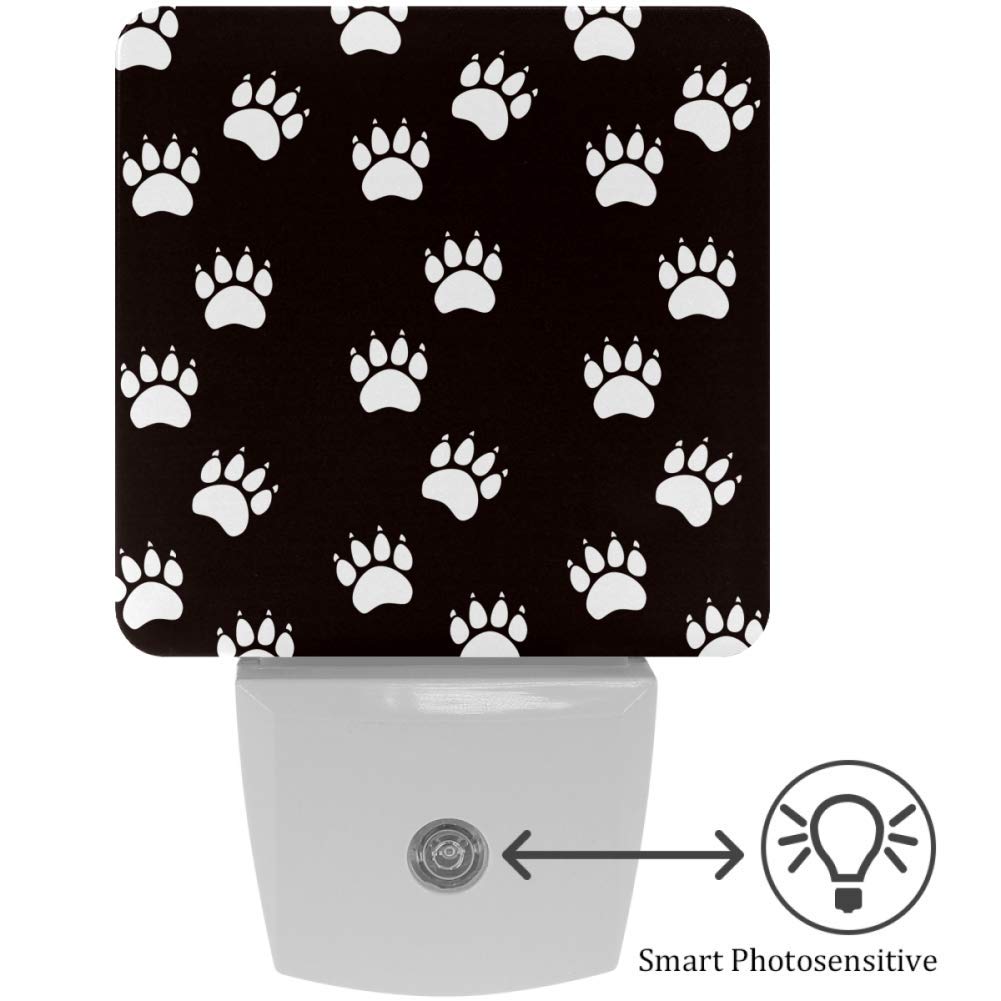 Paw Print Night Light - LED Plug-in Night Light with Dusk to Dawn Sensor, Animal Footprint Design, Daylight White for Kids, Children's Room, Bathroom, Bedroom & Kitchen - Perfect for Nighttime Safety and Nursery Decor