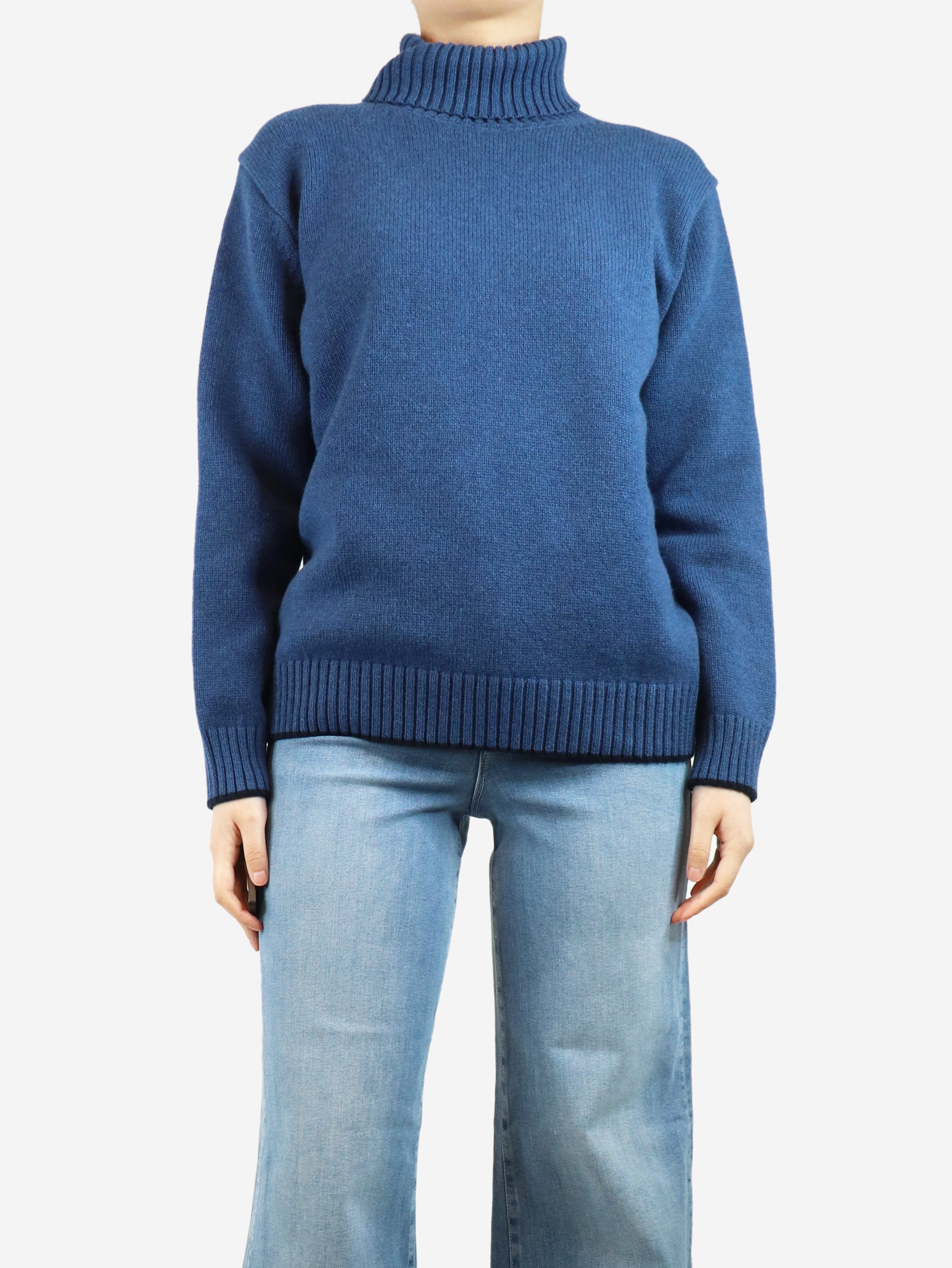 Blue High Neck Jumper Women's Size M - Stylish & Comfortable Winter Sweater for Casual Outfits & Office Wear