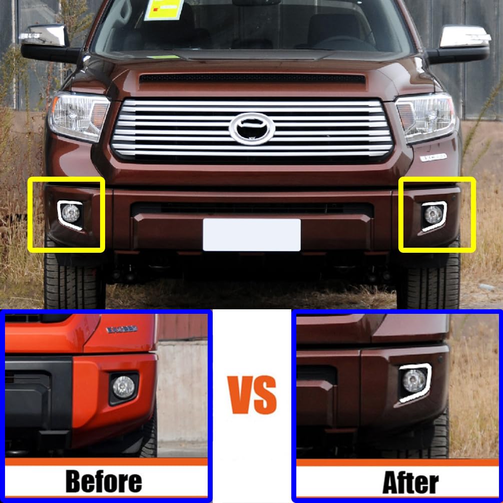 2014-2021 Toyota Tundra LED Fog Lights with DRL - Bright Daytime Running Lights & Turn Signal Combo - Waterproof Headlamp for Off-Road Driving & Night Visibility