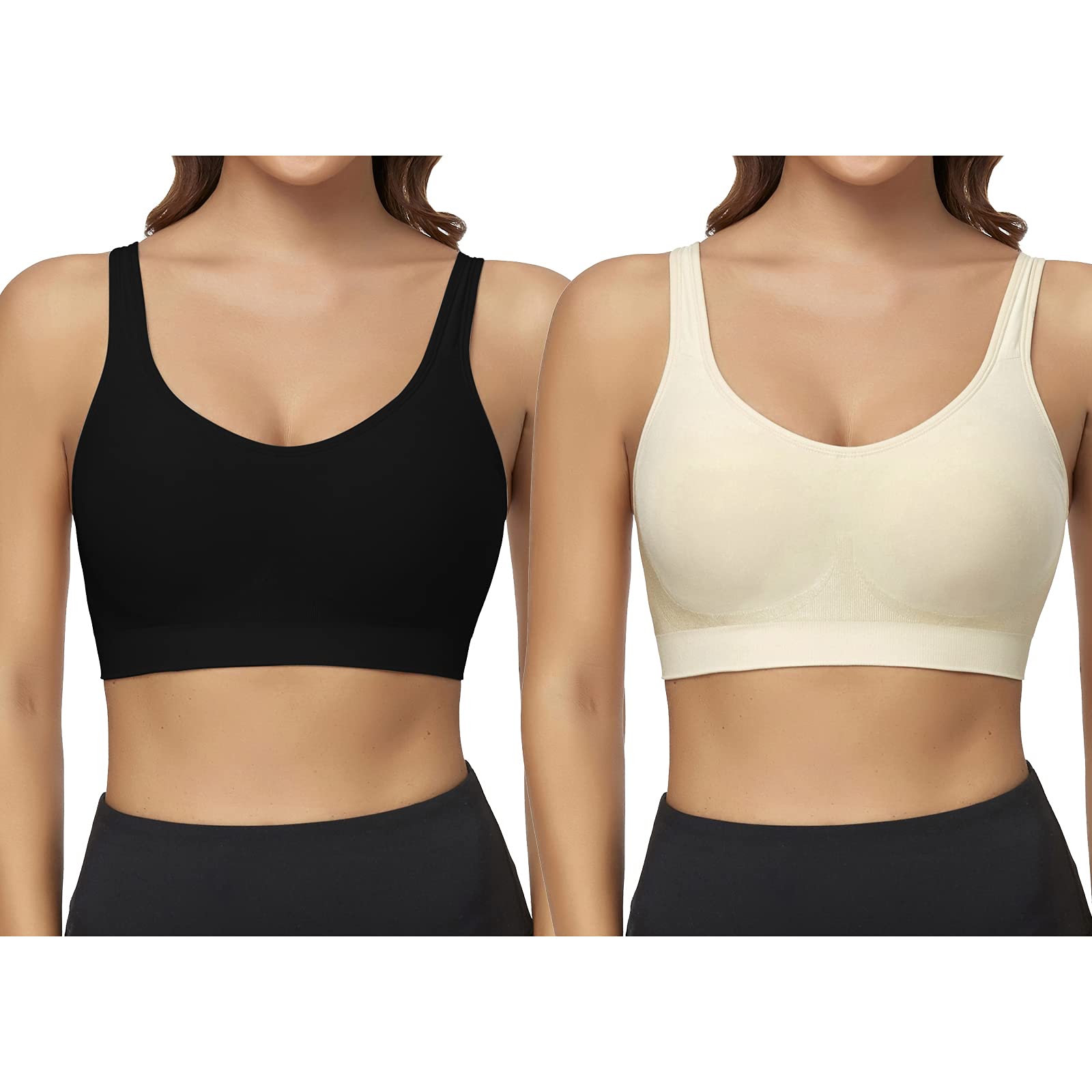 High Impact Sports Bras for Women - Adjustable Straps, Wireless, Padded Criss Cross Bralettes - Perfect for Running, Yoga & Gym Workouts