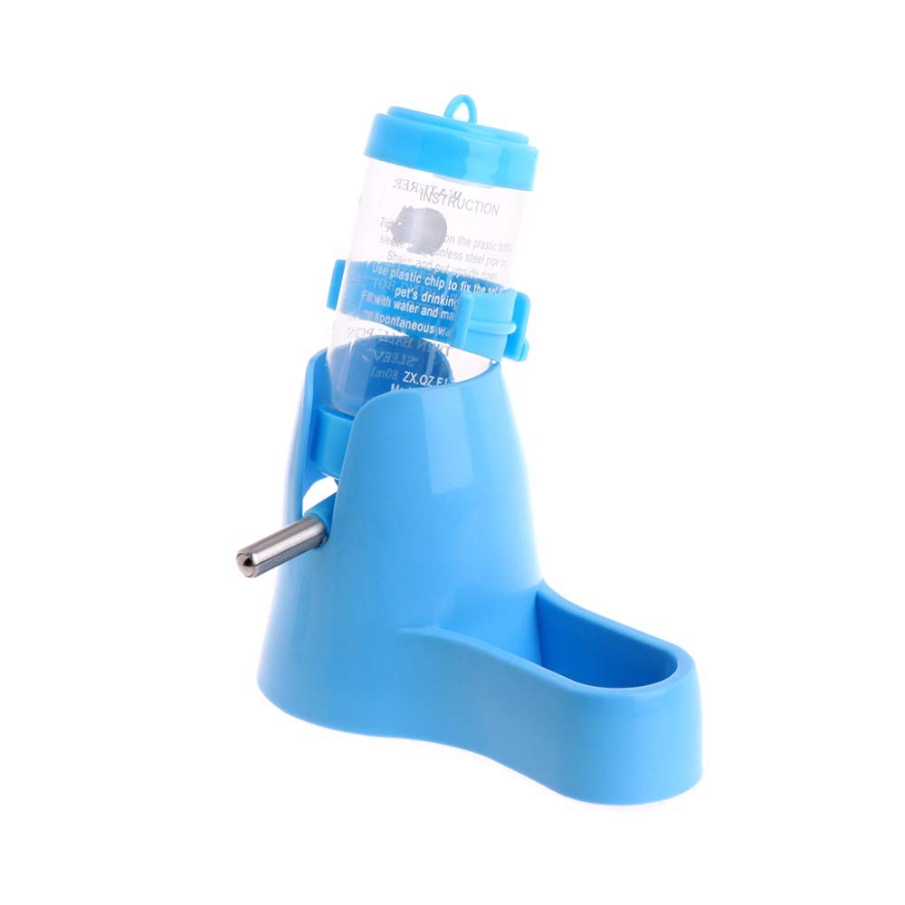 4oz Hamster Water Bottle with 3-in-1 Food Bowl - 125ML Automatic Pet Water Dispenser for Small Animals (Blue, 80ML) - Perfect for Hamsters, Hedgehogs & Rodent Cages