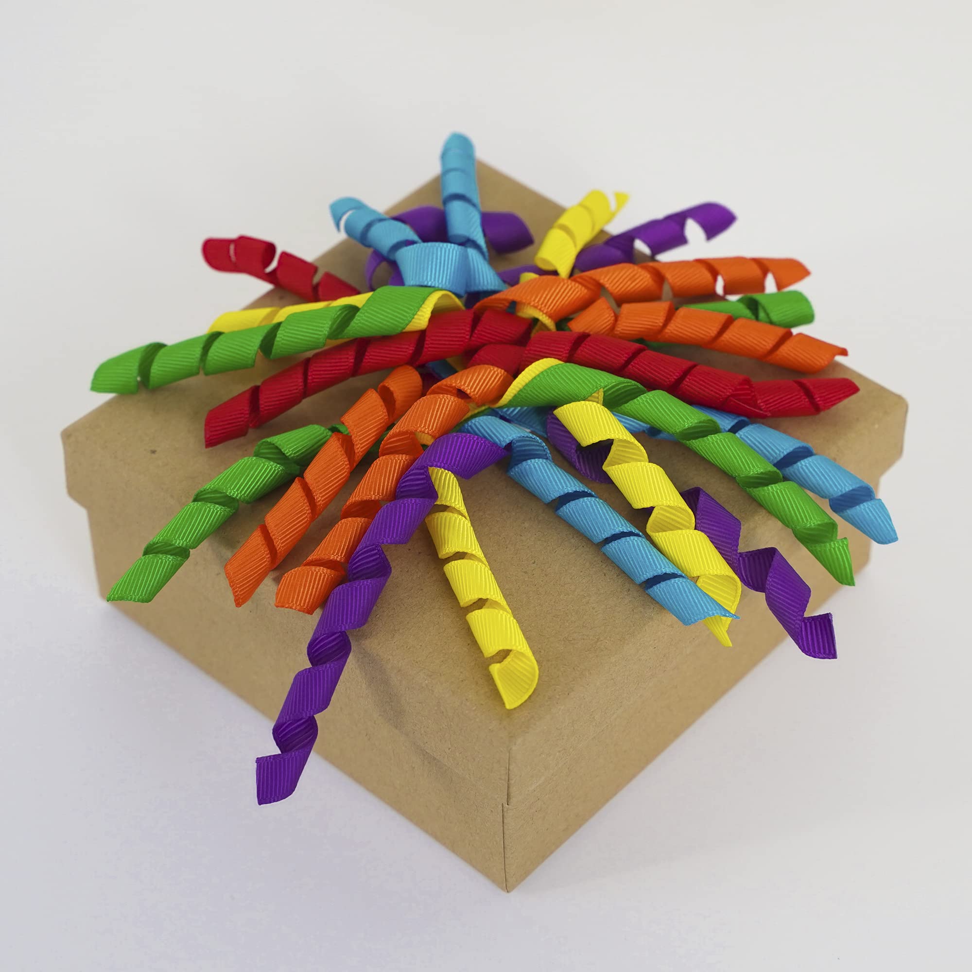 Rainbow Curly Ribbon Bows - 6 Pack Self-Adhesive Gift Wrapping Bows for Birthdays & Crafts