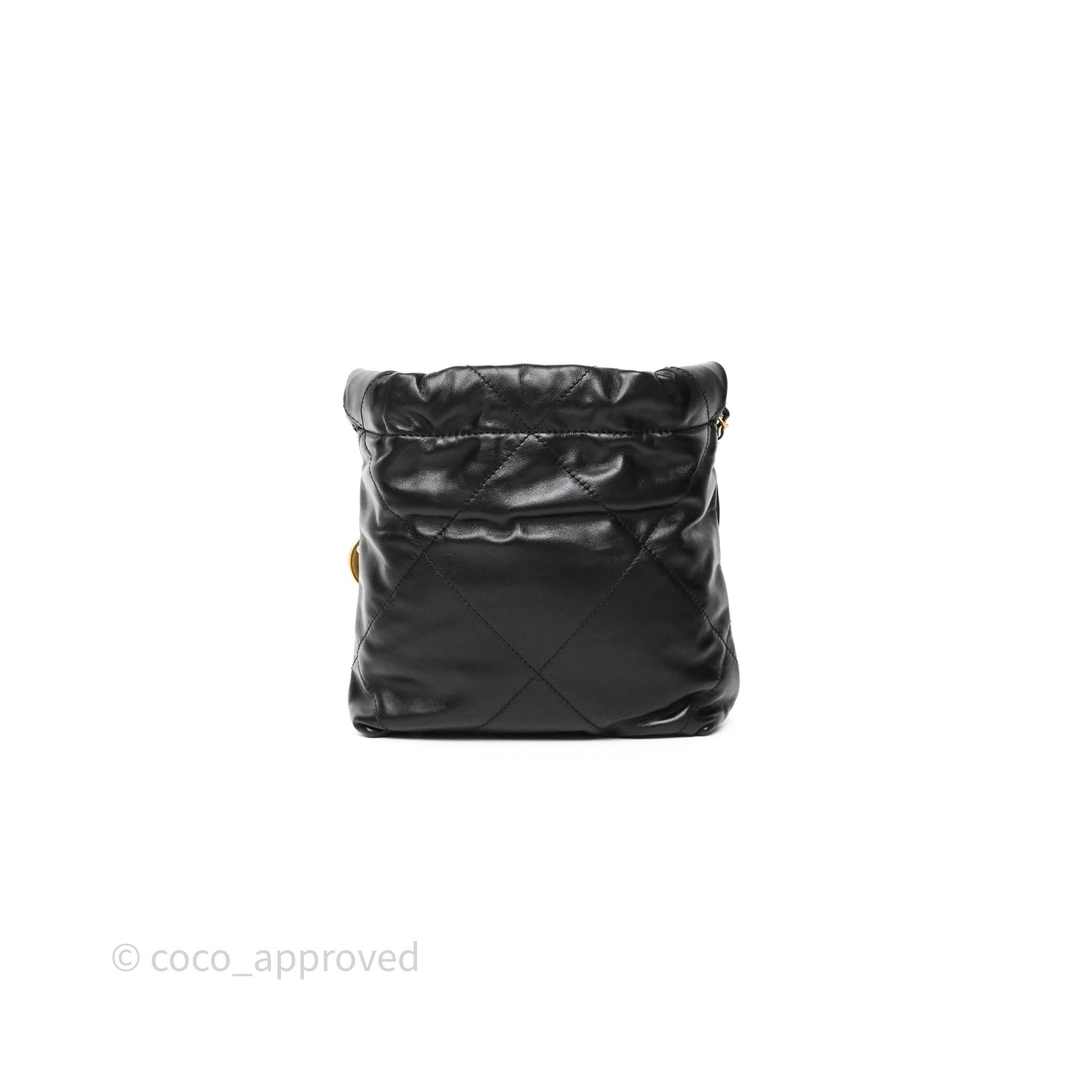 Chanel 22 Mini Bag Black Crumpled Calfskin with Aged Gold Hardware - Luxury Crossbody Purse for Women, Perfect for Date Night & Evening Events