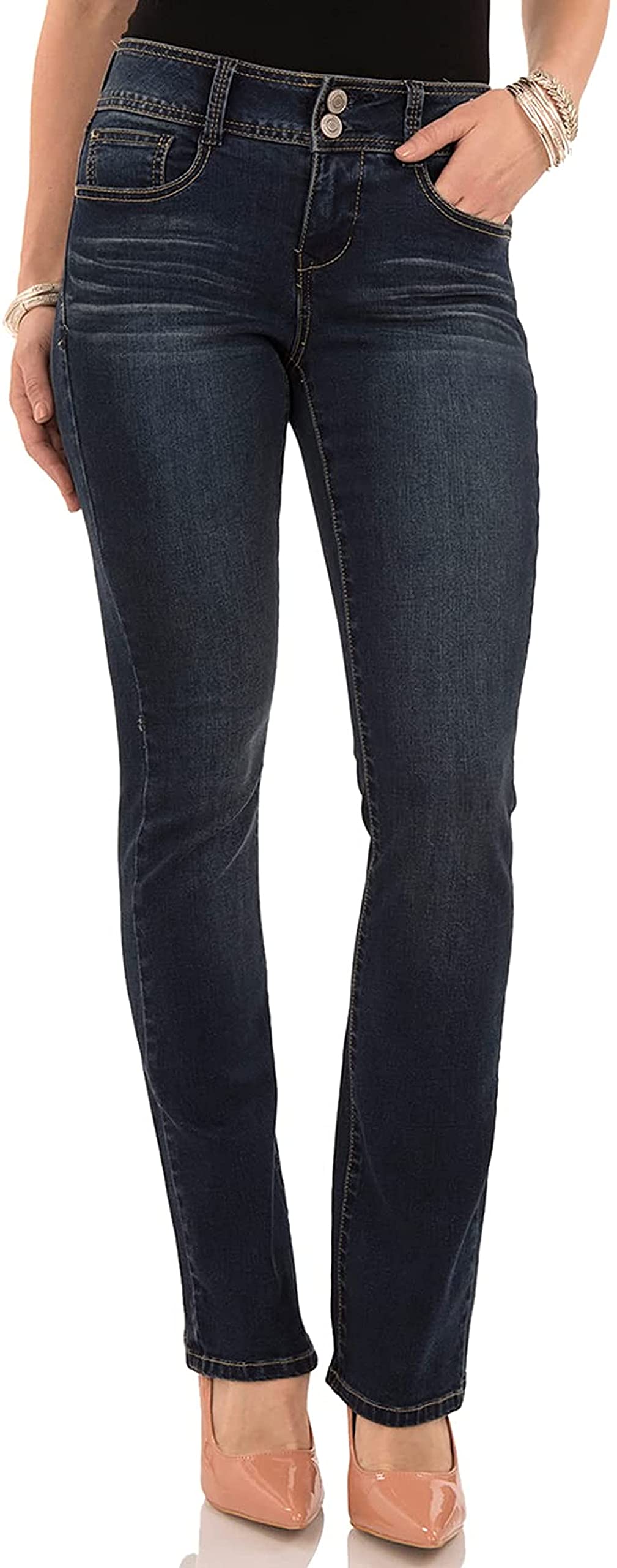 Angels Forever Young Women's Curvy Bootcut Jeans - Stretch Denim Pants for Plus Size, High Waist & Comfort Fit - Perfect for Casual Wear, Office & Night Out