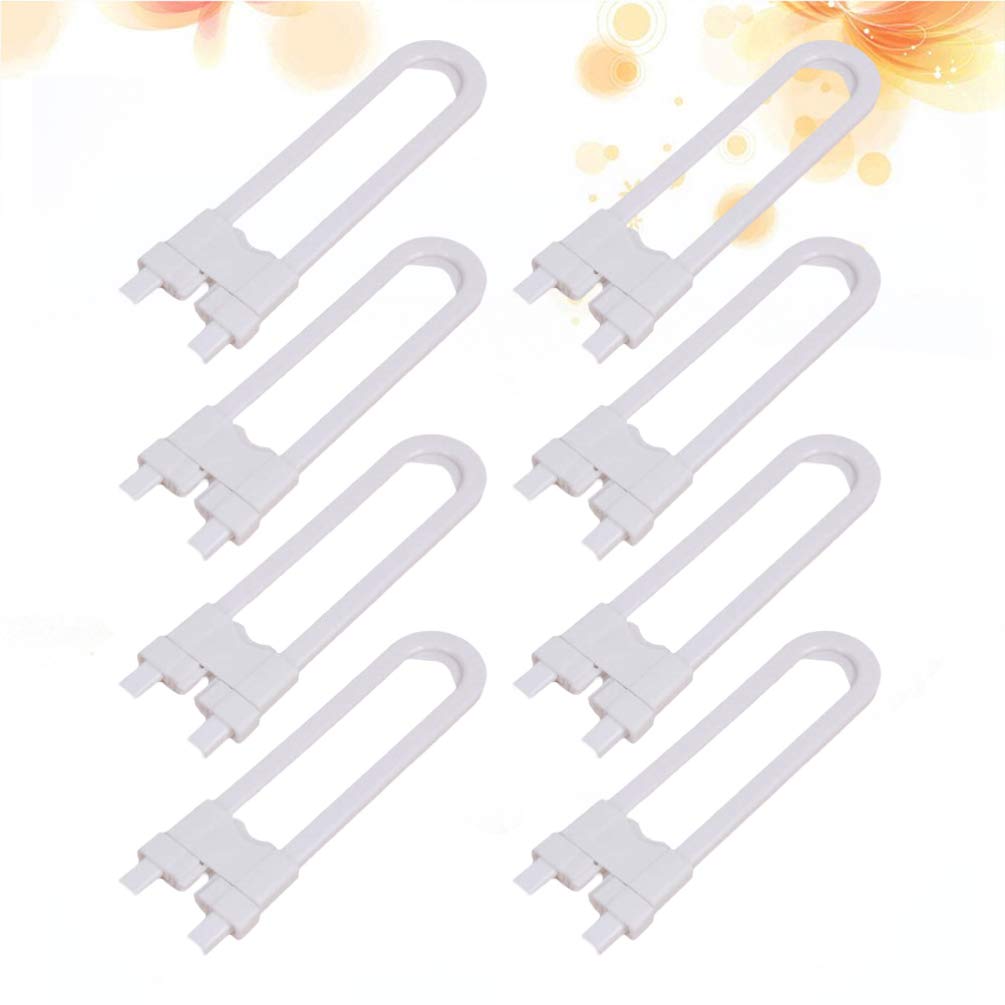 NUOBESTY 8-Pack U-Shaped Sliding Safety Locks for Cabinets & Doors - Childproof Bathroom & Kitchen Storage Locks, Baby Proofing Cabinet Latches (White) - Perfect for Child Safety in Homes, Daycares & Nurseries