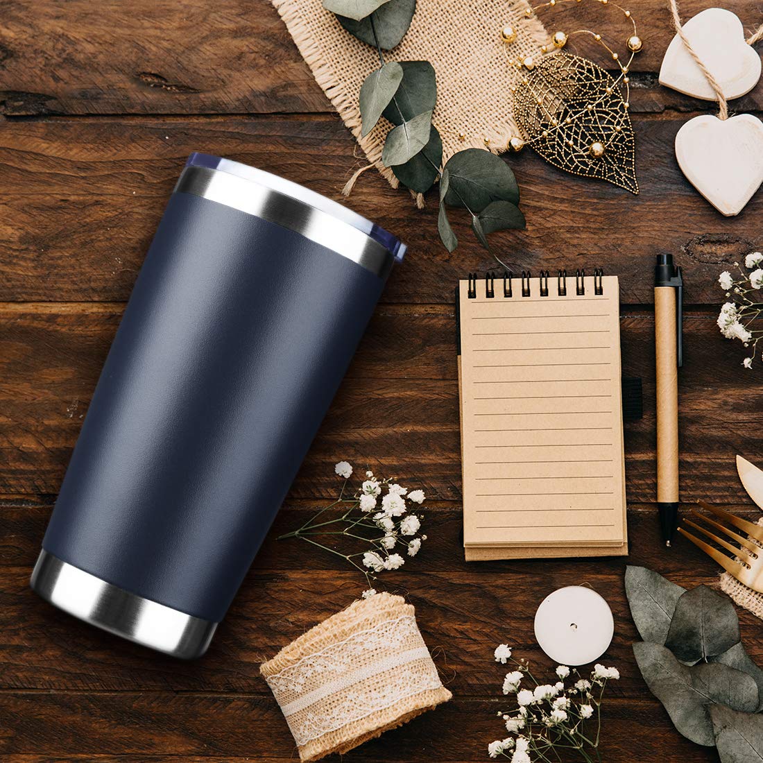 20oz Stainless Steel Vacuum Insulated Tumbler with Lid - Double Wall Travel Mug, Powder Coated Coffee Cup for Hot & Cold Drinks (12-Pack, Navy) - Perfect for Office, Camping, Gym & Outdoor Activities