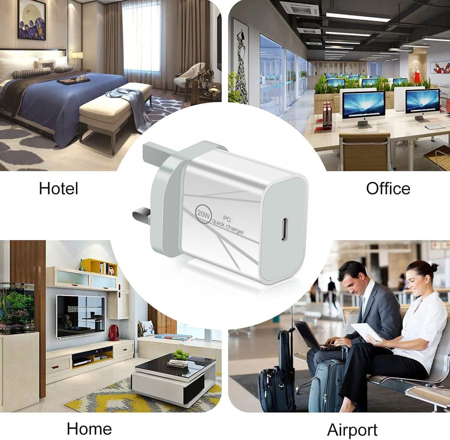 Samsung Galaxy Z Flip 6/Z Fold 6/Z Flip 5/Z Fold 5/Z Flip 4 Fast Charger - 20W USB C Wall Charger with 1M Cable - UK 3 Pin Plug for Quick Phone Charging | Perfect for Home, Office & Travel Use