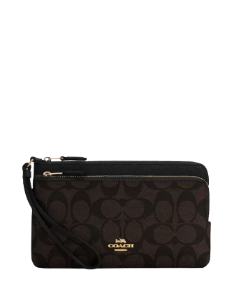 Coach Double Zip Wallet in Signature Canvas - Stylish & Durable Crossbody Wallet for Women, Perfect for Travel, Shopping & Everyday Use