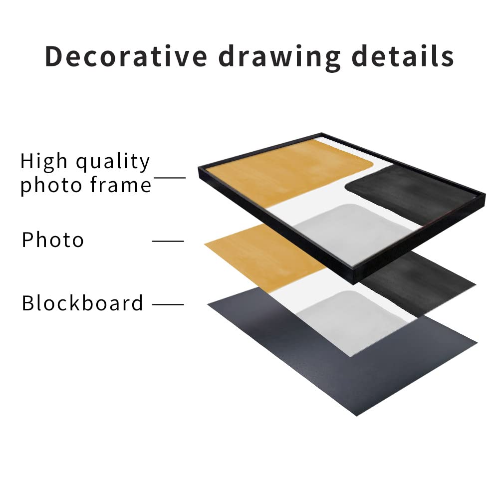 Modern Abstract Canvas Wall Art Set - 3 Piece Framed Boho Style Prints for Living Room, Bathroom, Kitchen & Office Decor (Black, 24