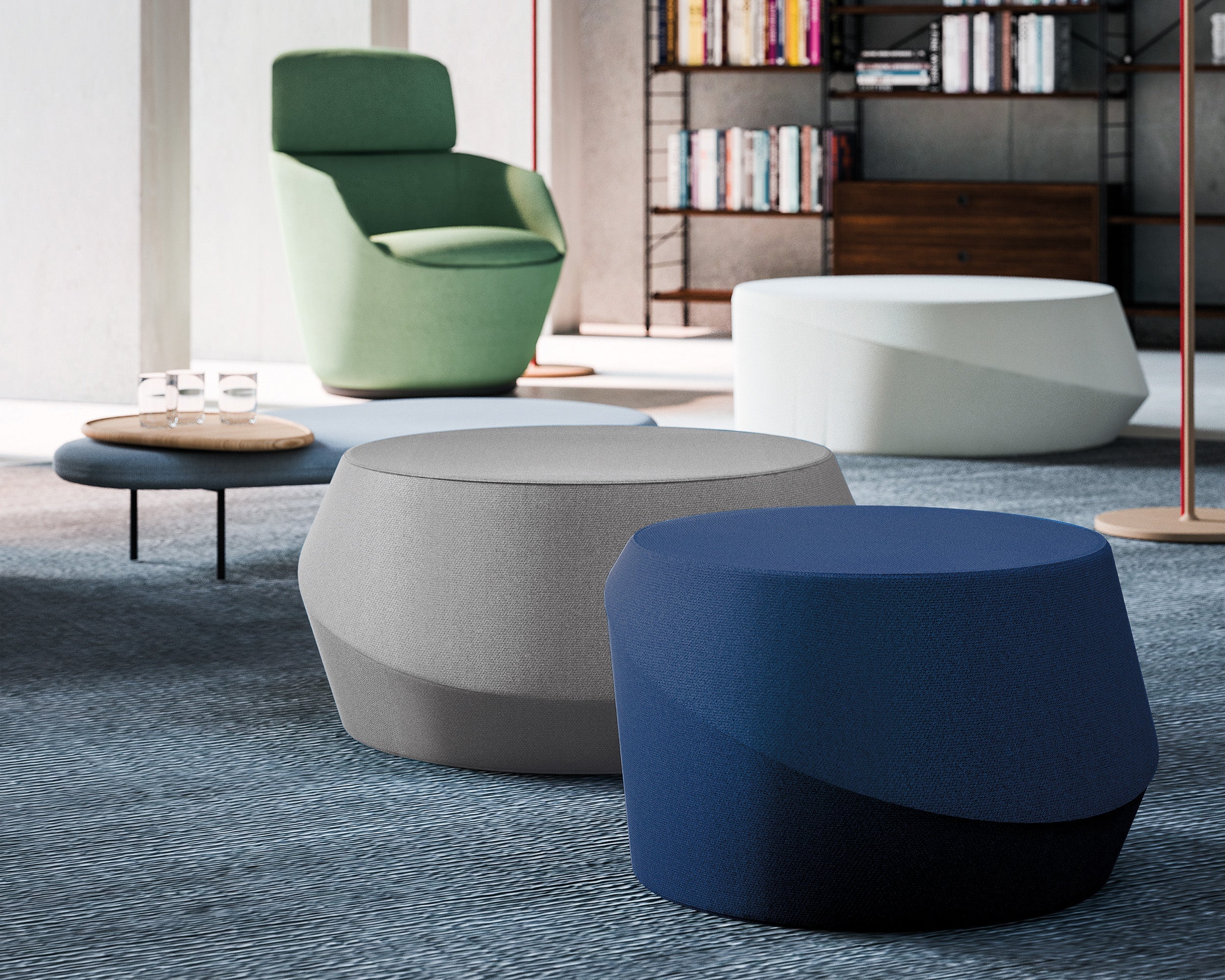 Giro Pouf by Casamania - Modern Round Ottoman Stool for Living Room, Bedroom & Office - Versatile Footrest, Extra Seating & Home Decor Accent