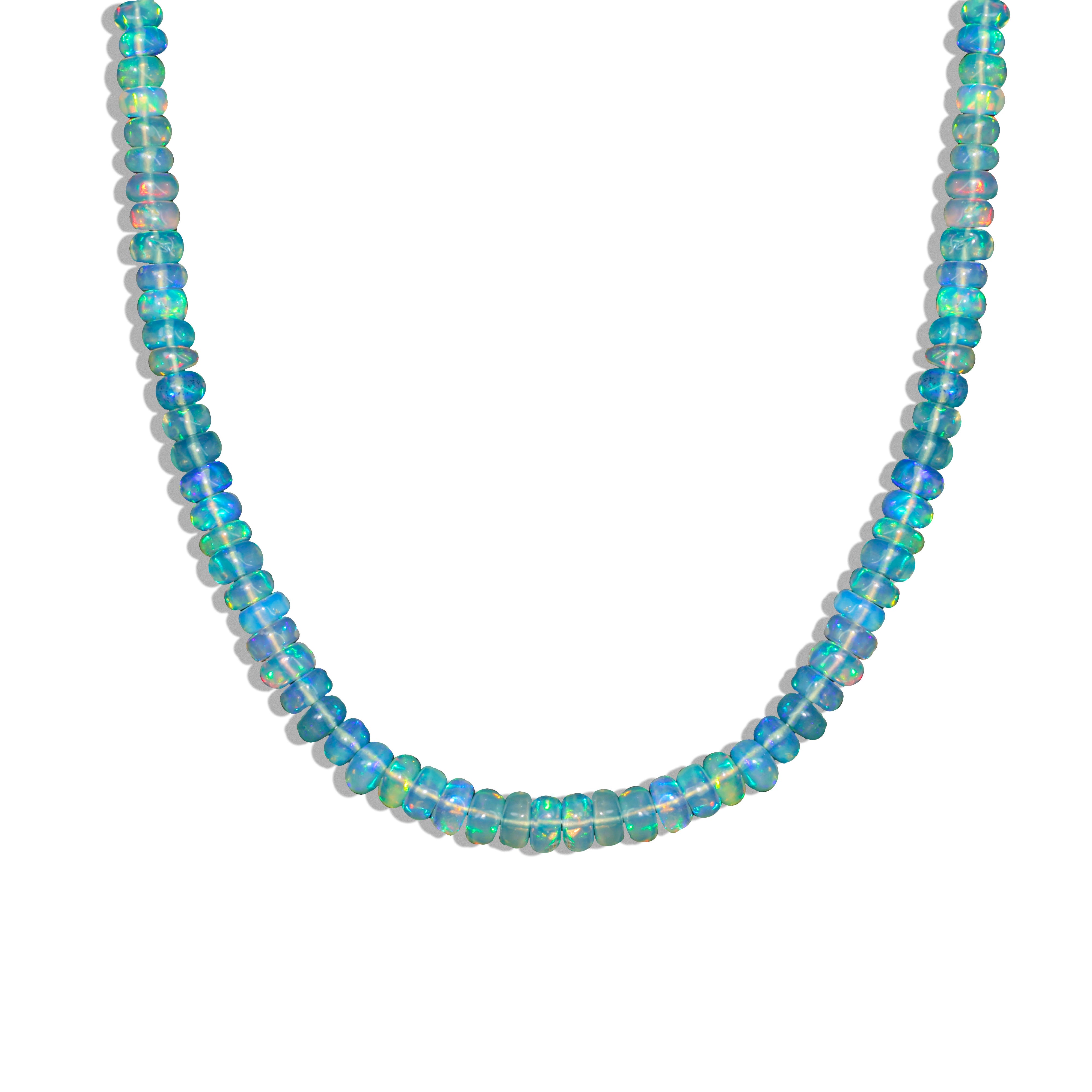 Natural Paraiba Opal Beaded Necklace for Women | Elegant Jewelry Gift for Her | Perfect for Weddings, Parties & Special Occasions