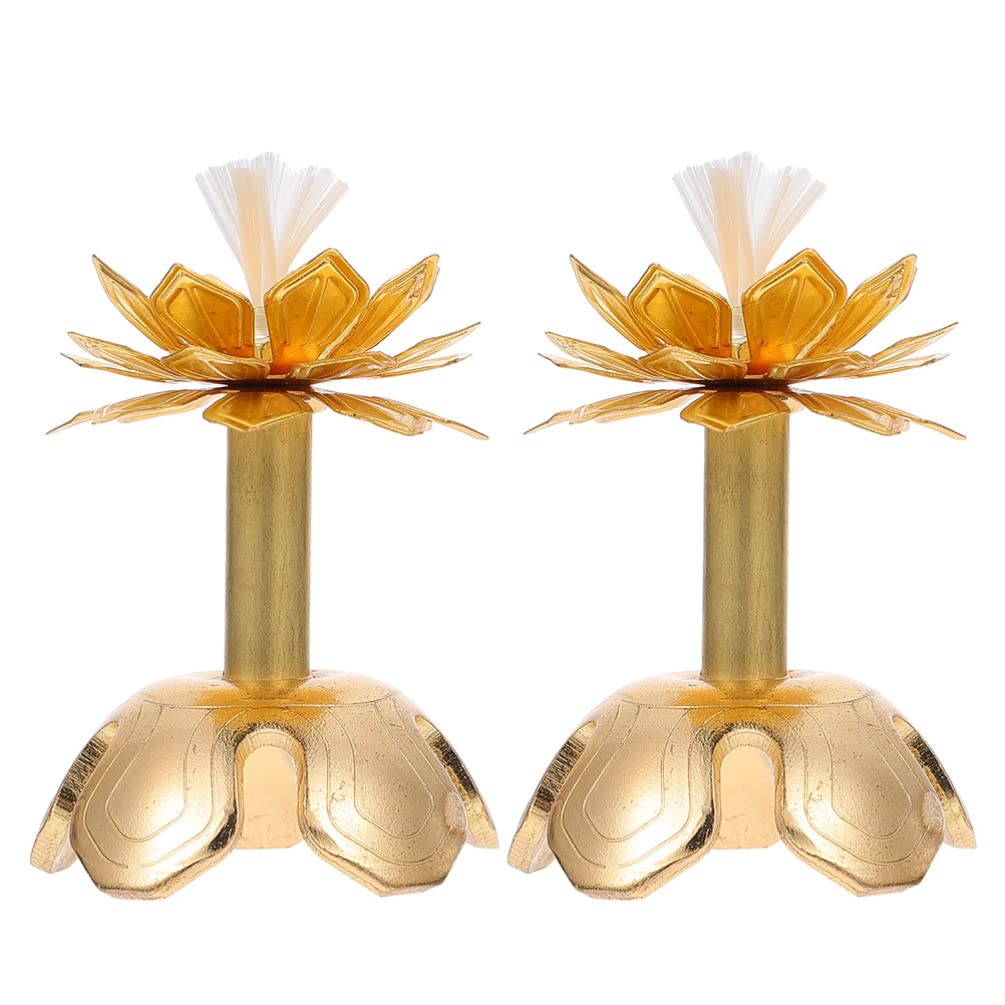 2pcs Sacrificial Lamp Wick Holder Stand - Buddha Oil Lamp Wick Storage Rack for Temple Prayer, Meditation & Home Altar Use - Durable Lotus Design Wick Organizer for Spiritual Practices