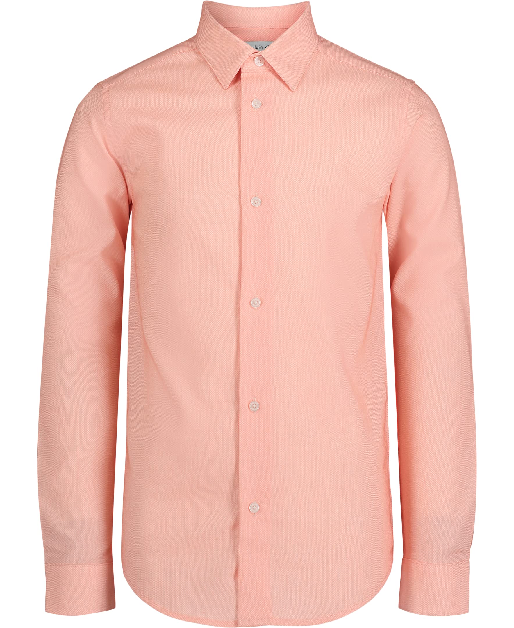 Calvin Klein Boys' Long Sleeve Patterned Dress Shirt with Button Cuffs - Formal & School Wear for Kids, Special Occasions & Family Photos