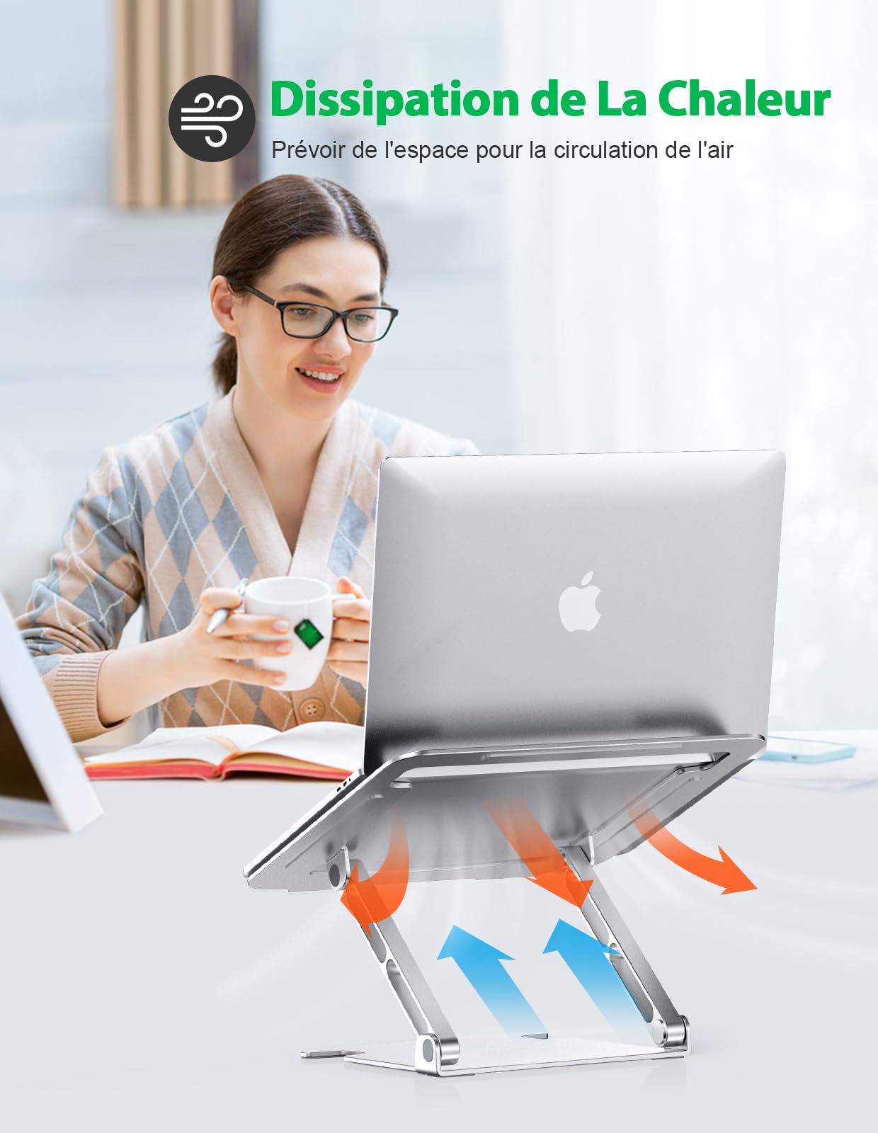 Ergonomic Aluminum Laptop Stand with Dual-Axis Rotation & Cooling Ventilation - Adjustable & Foldable for MacBook Pro & 10