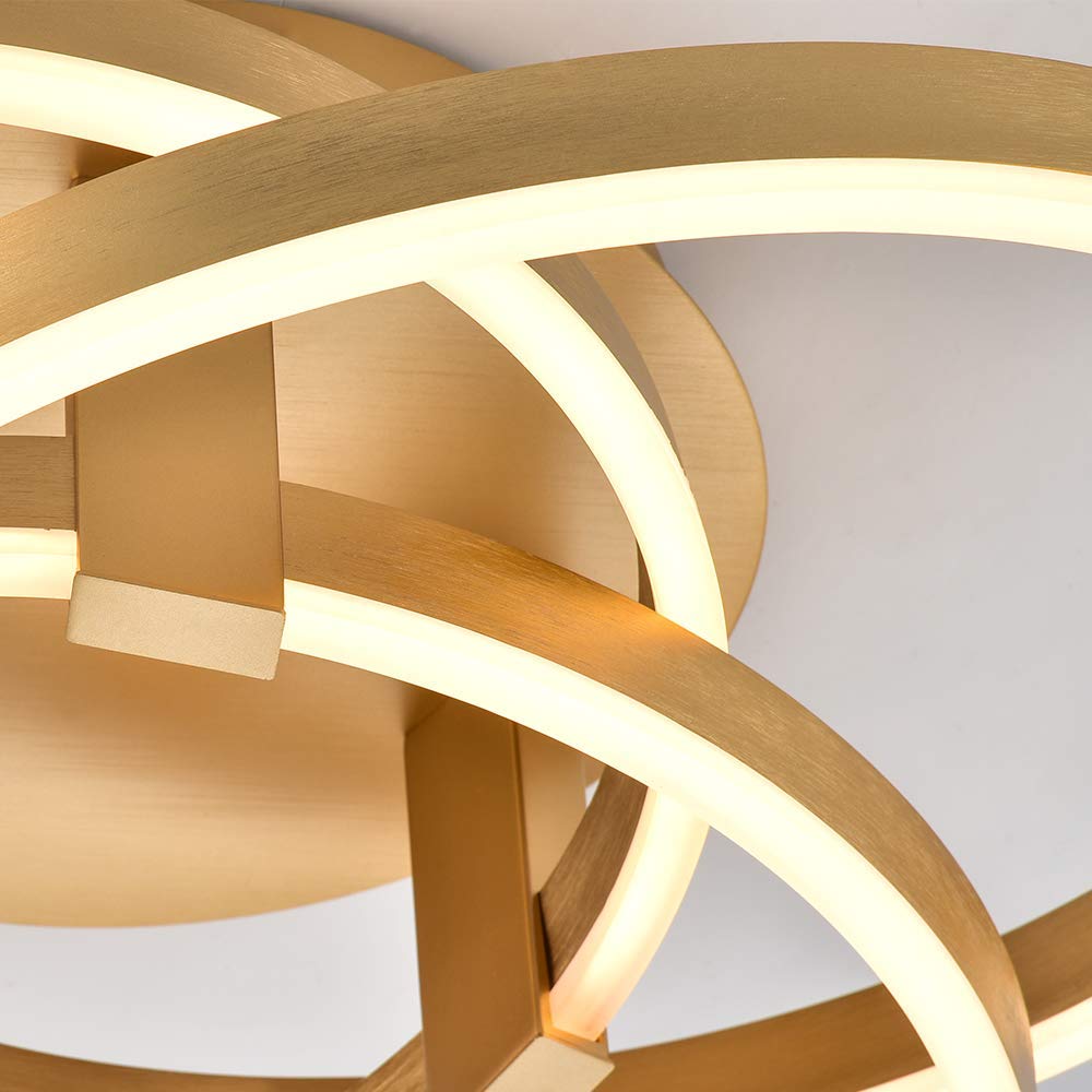 Maxax LED 3 Ring Chandelier - Modern Acrylic Pendant Light Fixture for Industrial Ceiling Lighting in Gold | Perfect for Bedroom, Living Room, Dining Room & Kitchen Island Decor | Creates Elegant Ambient Lighting for Home & Office Spaces