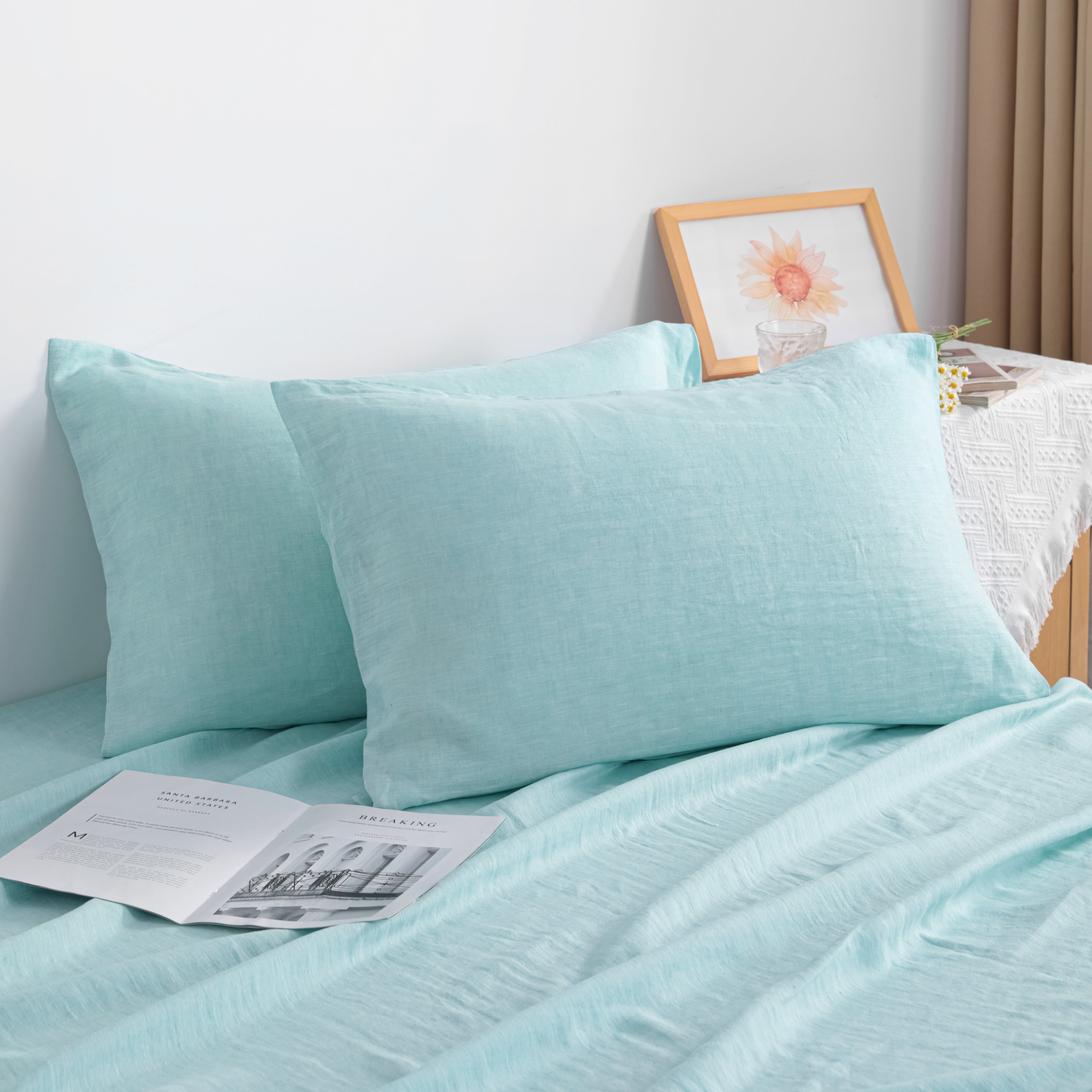 Premium French Linen Pillowcases Set of 2 - Breathable & Cooling Bedding with Envelope Closure - Luxury Home Decor for Bedroom, Hotel, or Airbnb - NTBAY®