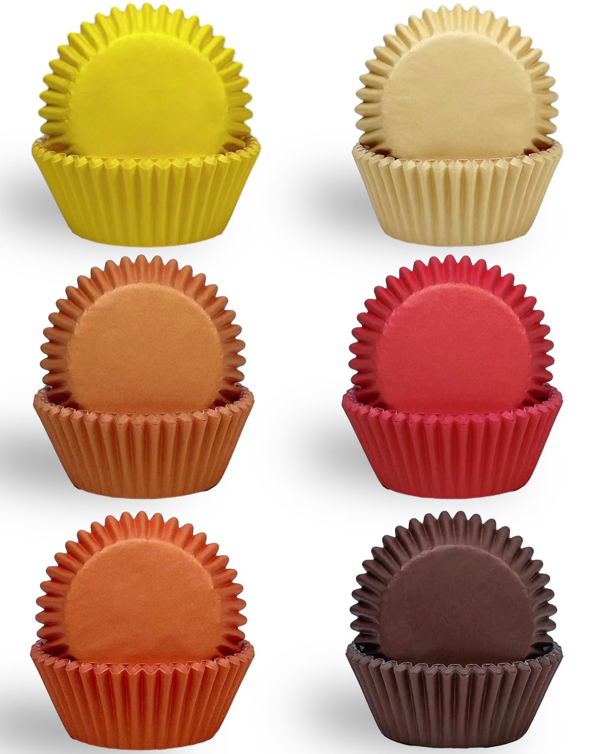Qiqee Jumbo 300-Count Cupcake Liners - Food Grade Baking Cups in 6 Vibrant Colors (Yellow, Red) - Large Size Cupcake Wrappers for Parties, Weddings & Home Baking