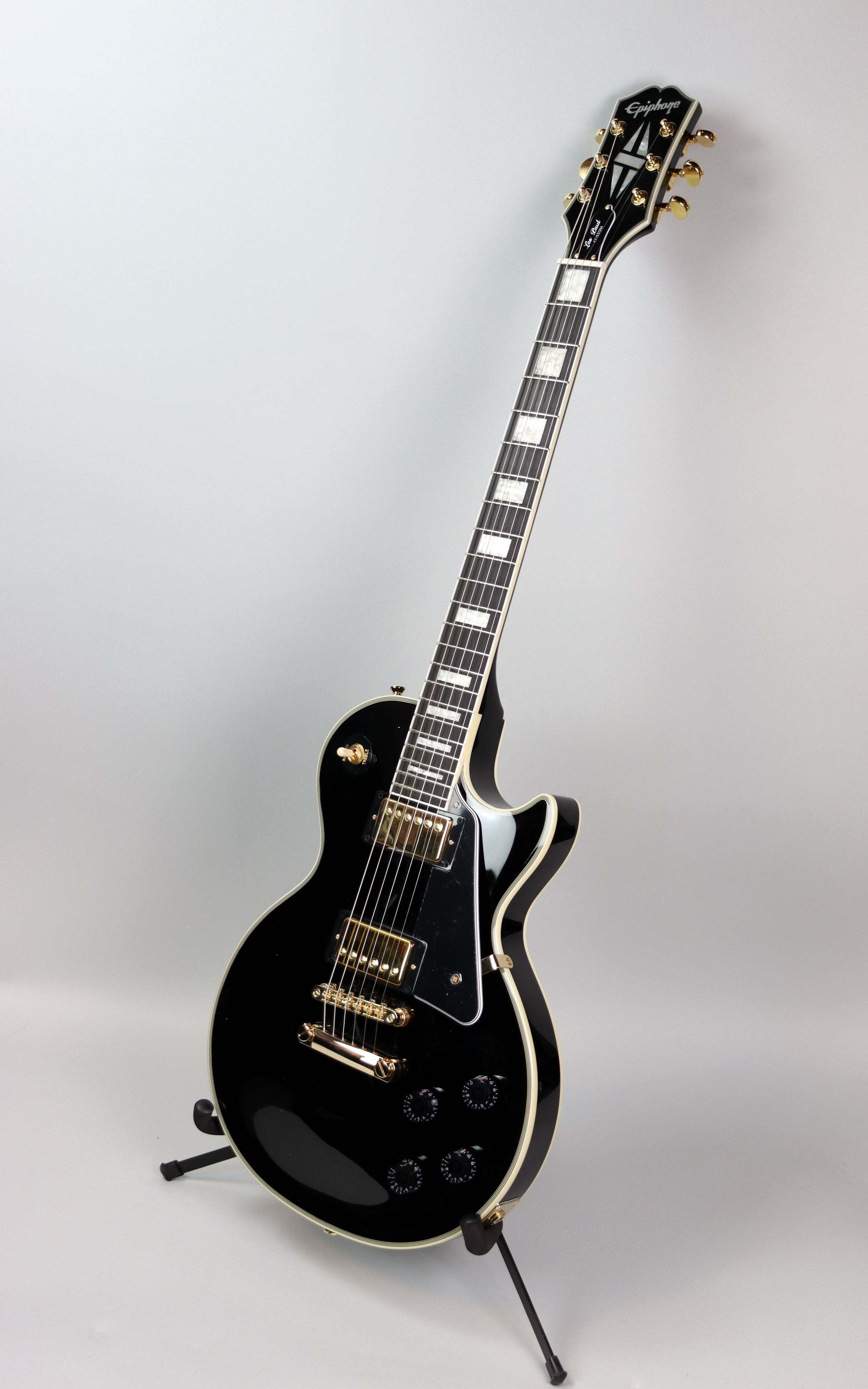Epiphone Les Paul Custom Ebony Electric Guitar - Professional Grade with Ebony Finish for Rock, Blues & Studio Recording