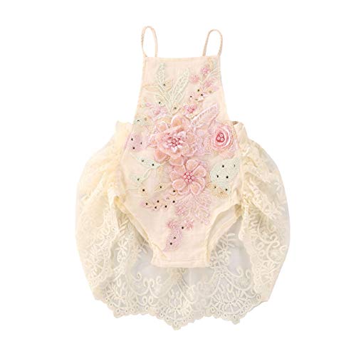Beige Romper&pink Flowers