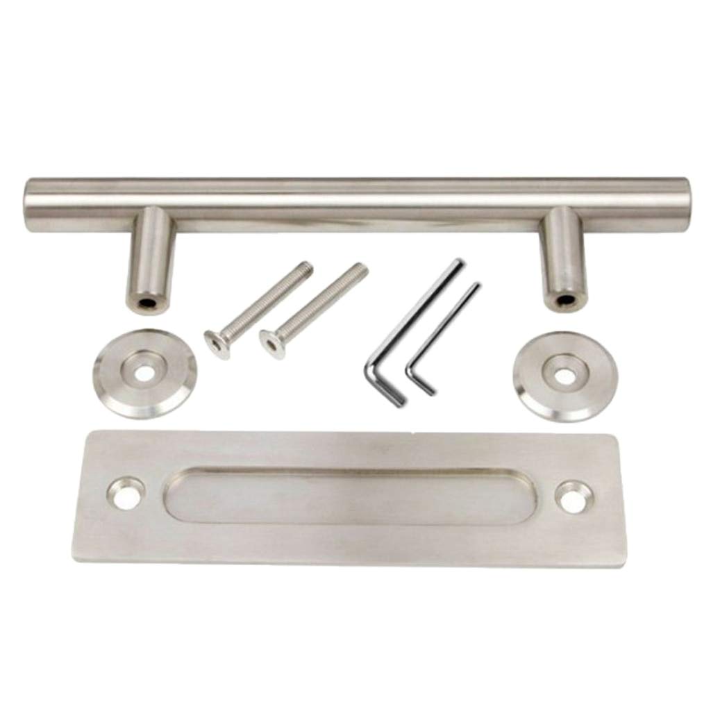 Stainless Steel Cabinet Pulls & Sliding Door Handles - Double-Sided Barn Door Hardware Set (Chrome Finish) for Kitchen, Closet & Modern Interior Design