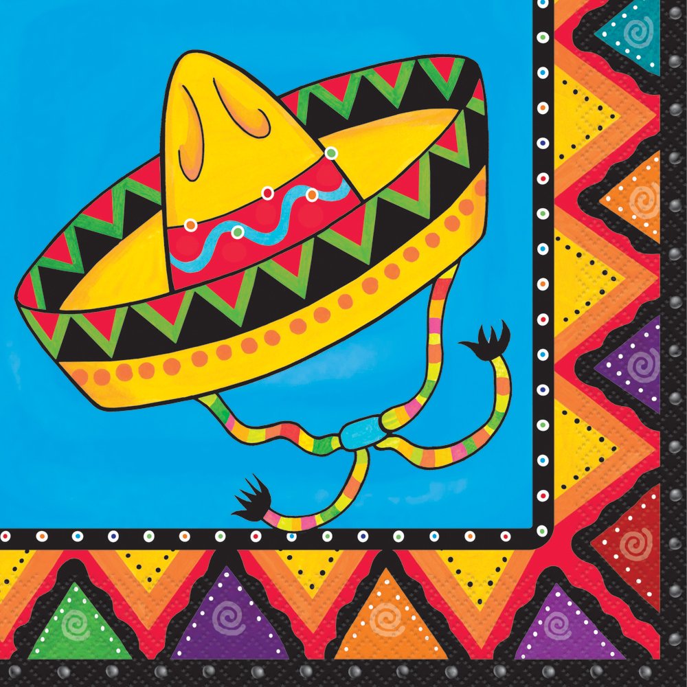 Colorful Fiesta Party Napkins - 20 Count, Disposable Paper Napkins for Birthday, Cinco de Mayo, Themed Parties & Celebrations