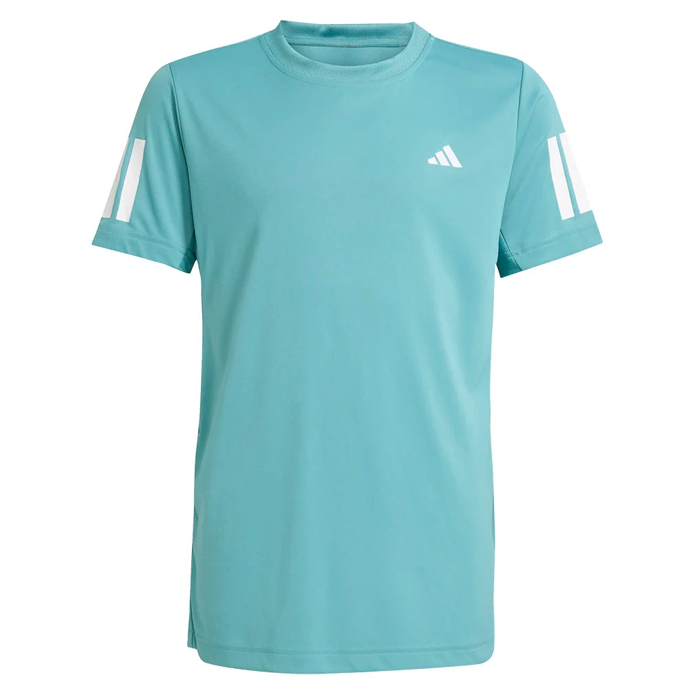 Boys' Club 3 Stripe Tennis Tee - Powder Teal Color | Comfortable Cotton T-Shirt for Kids Sports & Casual Wear