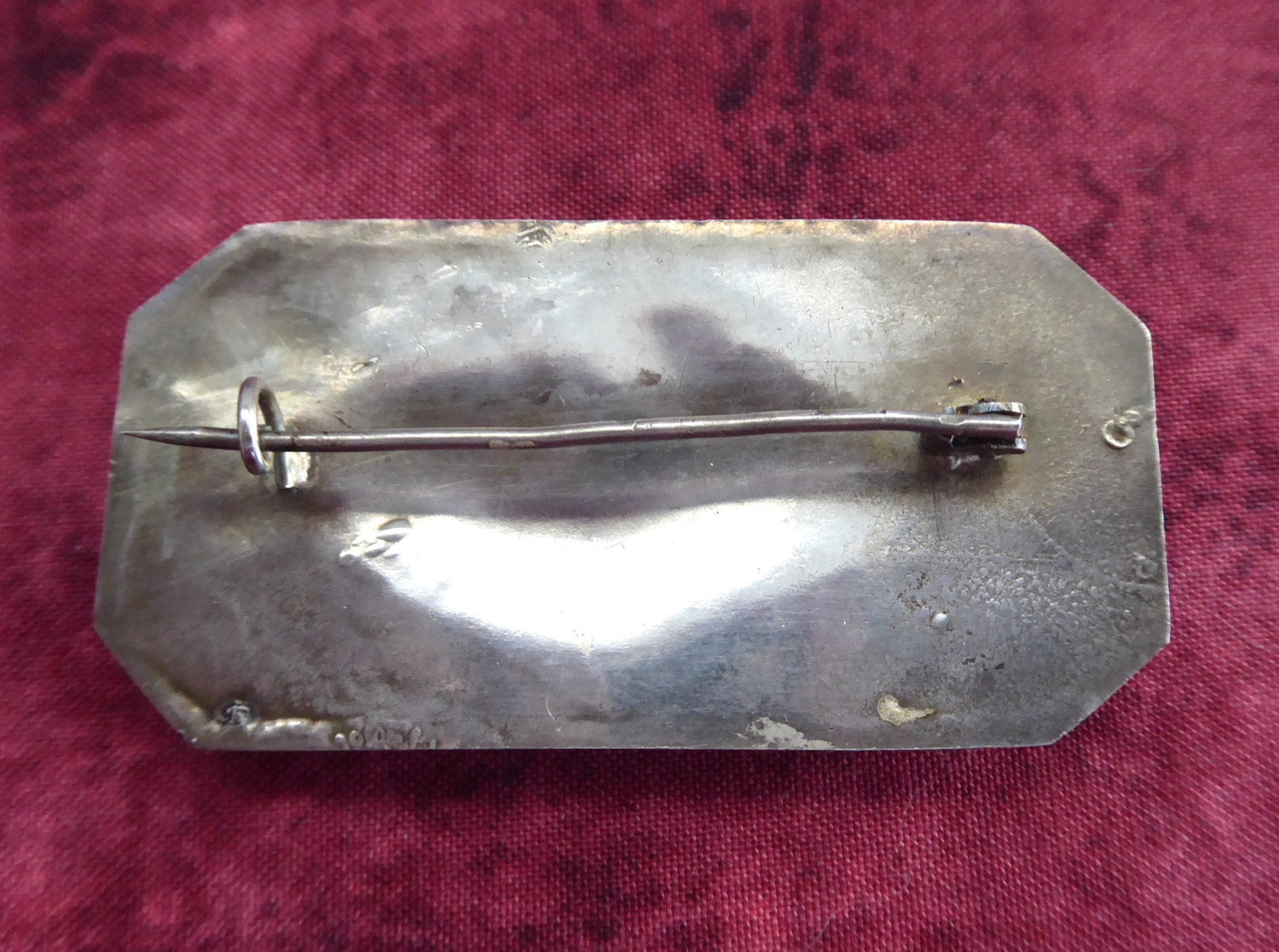 Vintage 1890s French Marks Silver Brooch - Islamic Middle Eastern Inspired Handcrafted Rectangle Pin for Women | Perfect for Special Occasions, Cultural Events & Antique Jewelry Collections