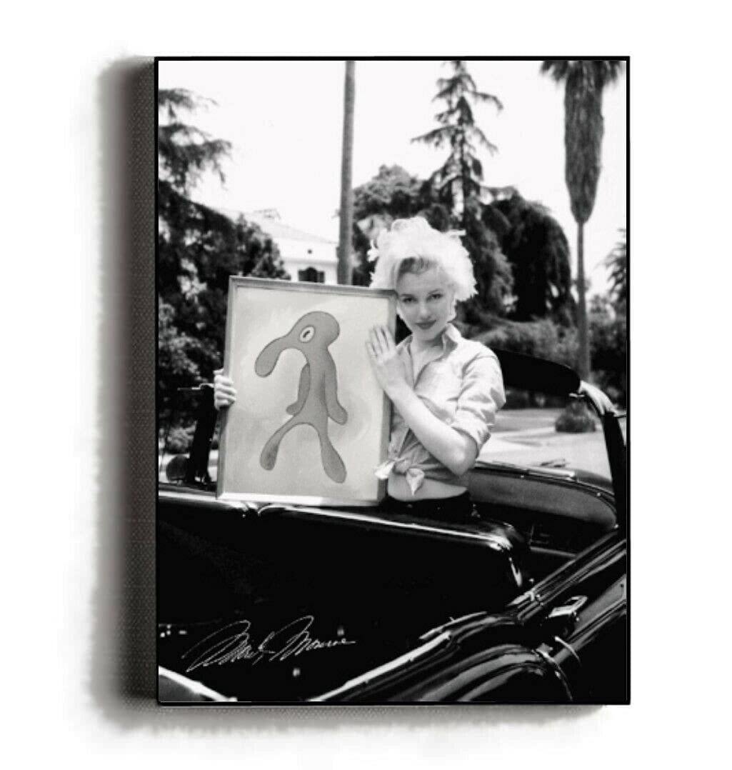 Framed Marilyn Monroe with Bold & Brash Squidward Spongebob Squarepants Painting - Limited Edition Wall Art Print | Pop Culture Decor for Living Room, Bedroom & Office