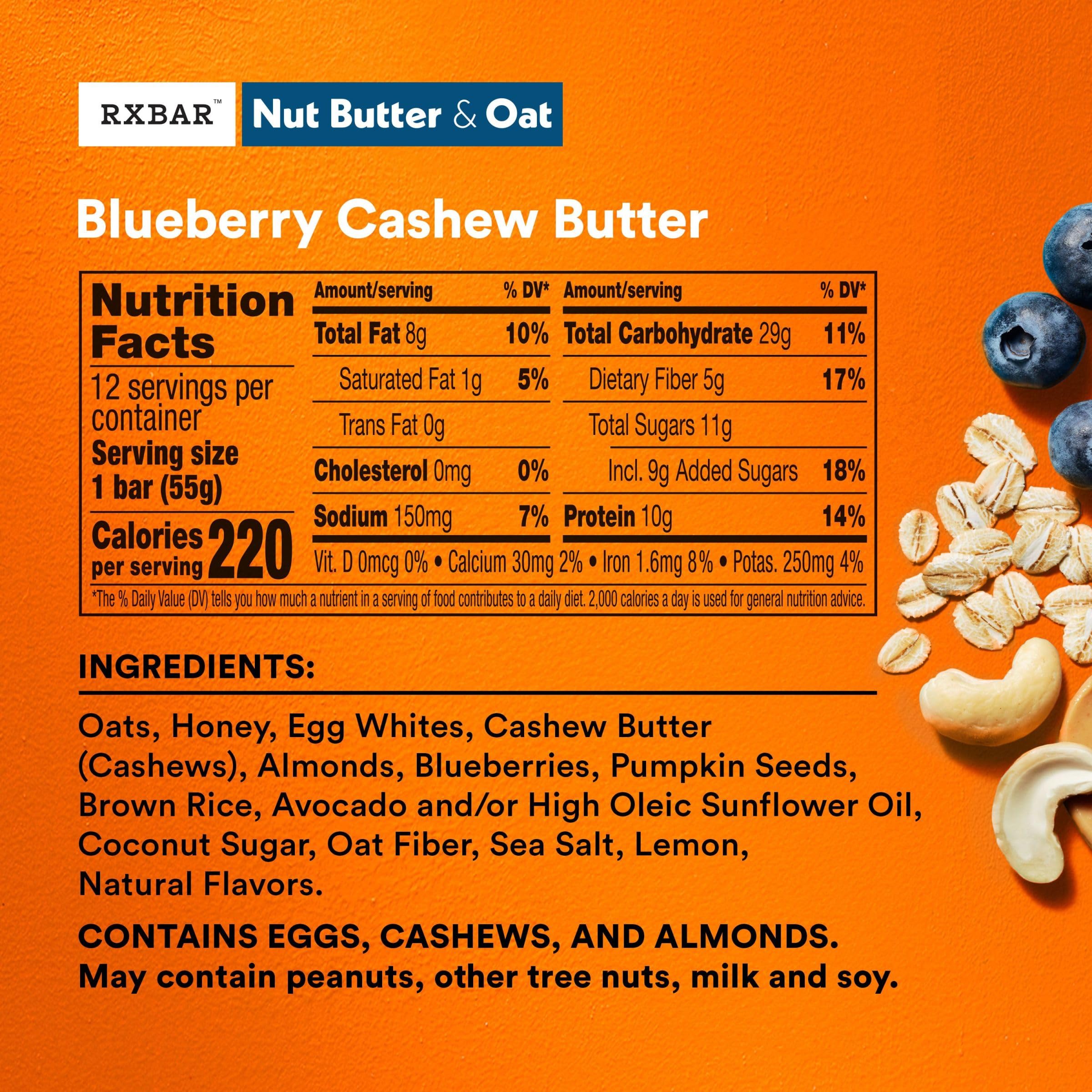 RXBAR Protein Bars - Blueberry Cashew Butter, 12 Pack for Workout & Snacking