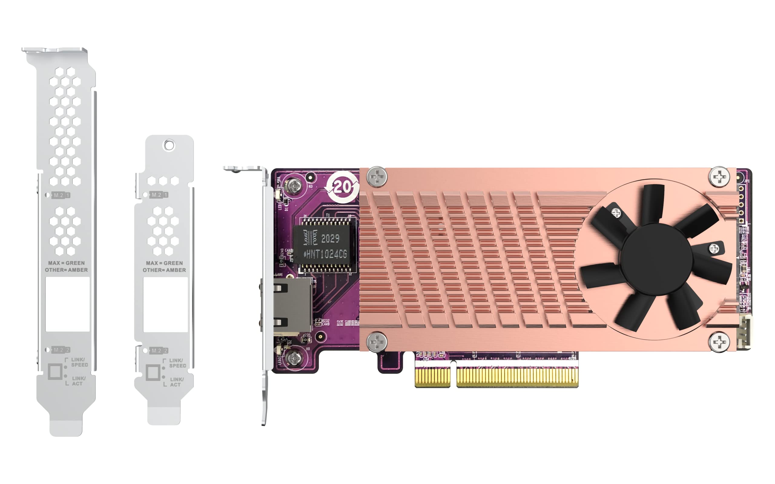 QNAP QM2-2P10G1TB Dual PCIe Gen3 NVMe SSD & 10GbE Network Expansion Card (10G/5G/2.5G/1G/100M) - Boost NAS Performance for 4K Video Editing & Data Center Applications