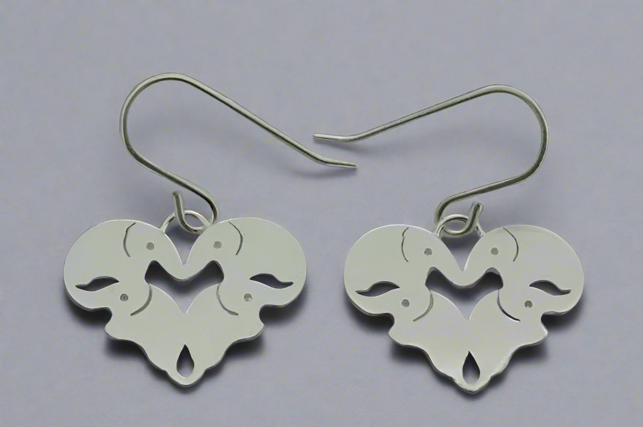Elegant Elephant Heart Earrings in Sterling Silver - Perfect for Gifts, Boho Jewelry & Everyday Wear