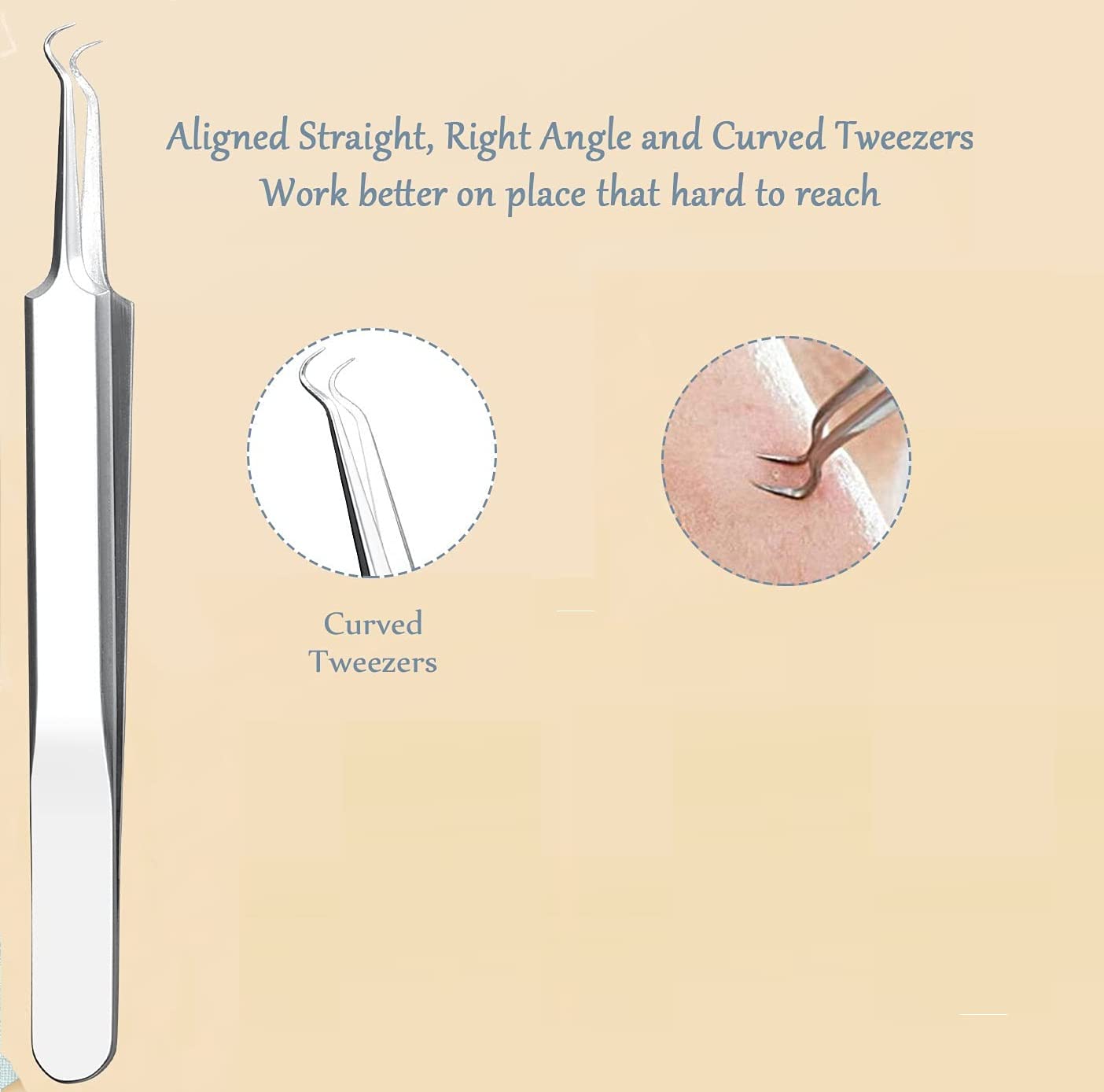 Eltihr 5-Piece Blackhead Remover Kit - Acne Pimple Popper Tool, Comedone Extractor for Face & Nose - Blemish Whitehead Removal for Men & Women - Premium Leather Metal Case - Perfect for Home Spa & Skincare Routine