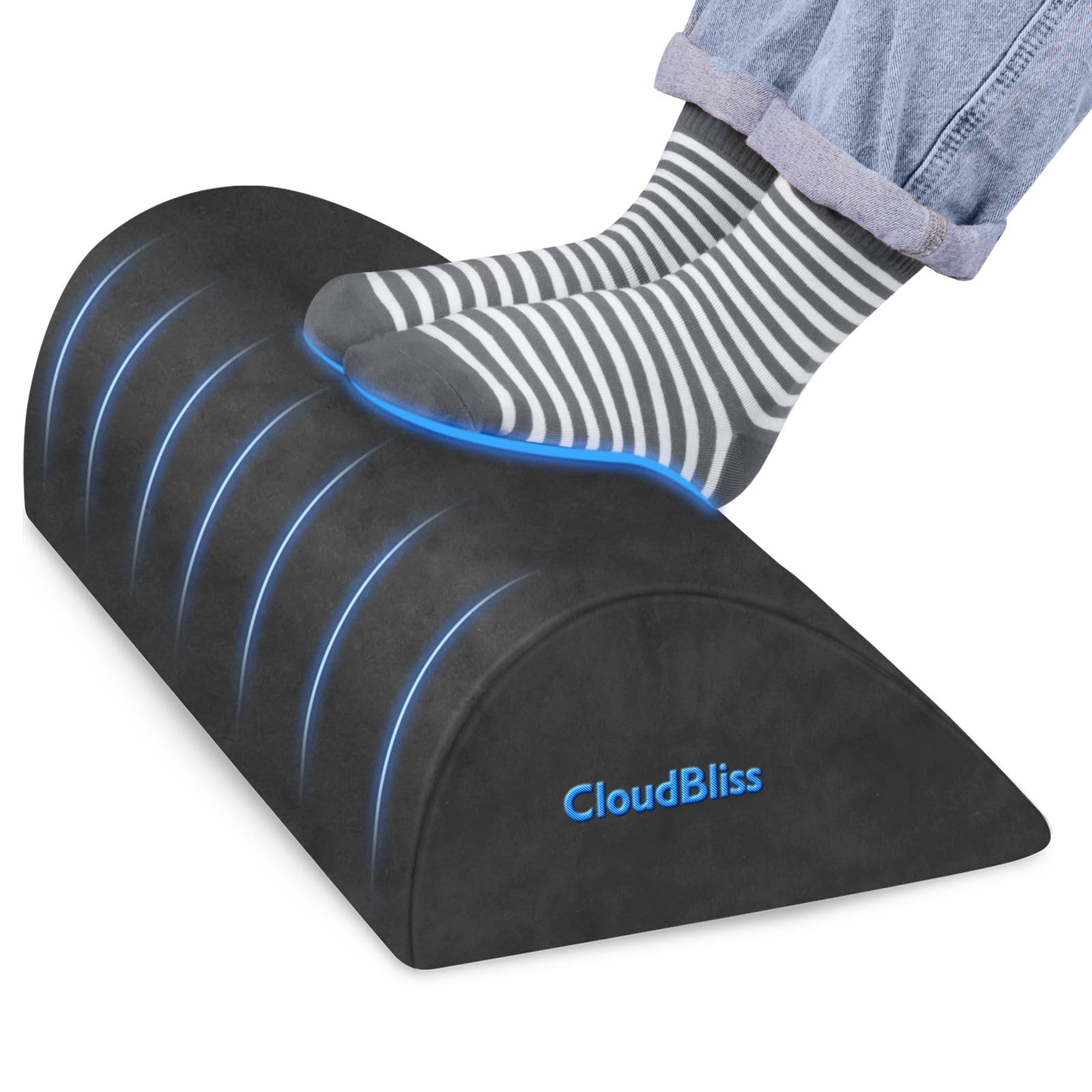 CloudBliss Ergonomic Foot Rest for Under Desk - Soft Foam Support with Washable Cover - Adjustable Foot Stool for Office, Home & Car - Relieves Foot Fatigue & Improves Posture - Perfect for Work, Gaming & Relaxation (Gray)