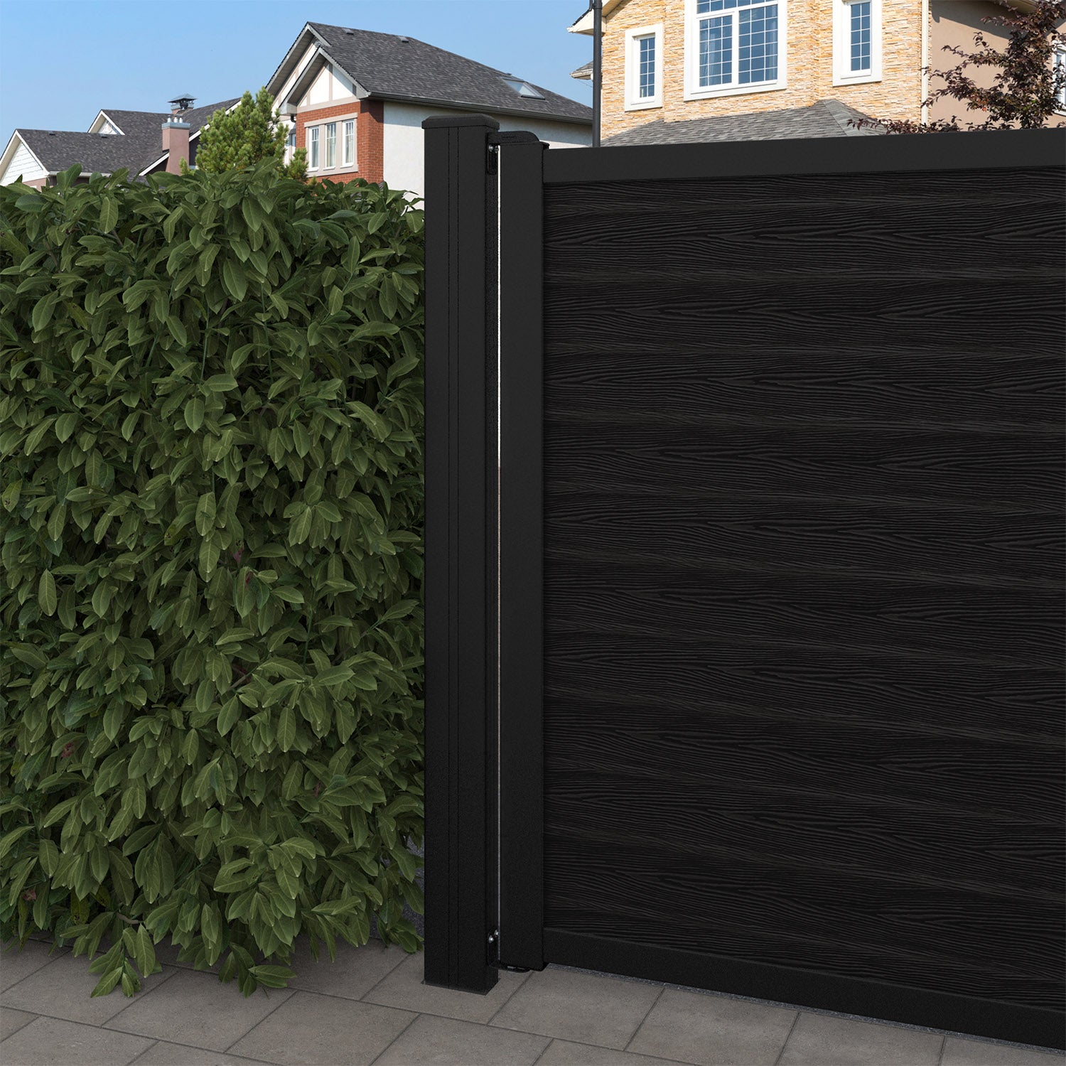 Classic Blossom Black Curved Top Driveway Gate - Durable Metal Entry Gate for Home Security & Garden Protection | Perfect for Residential Driveways, Estate Entrances & Property Boundaries