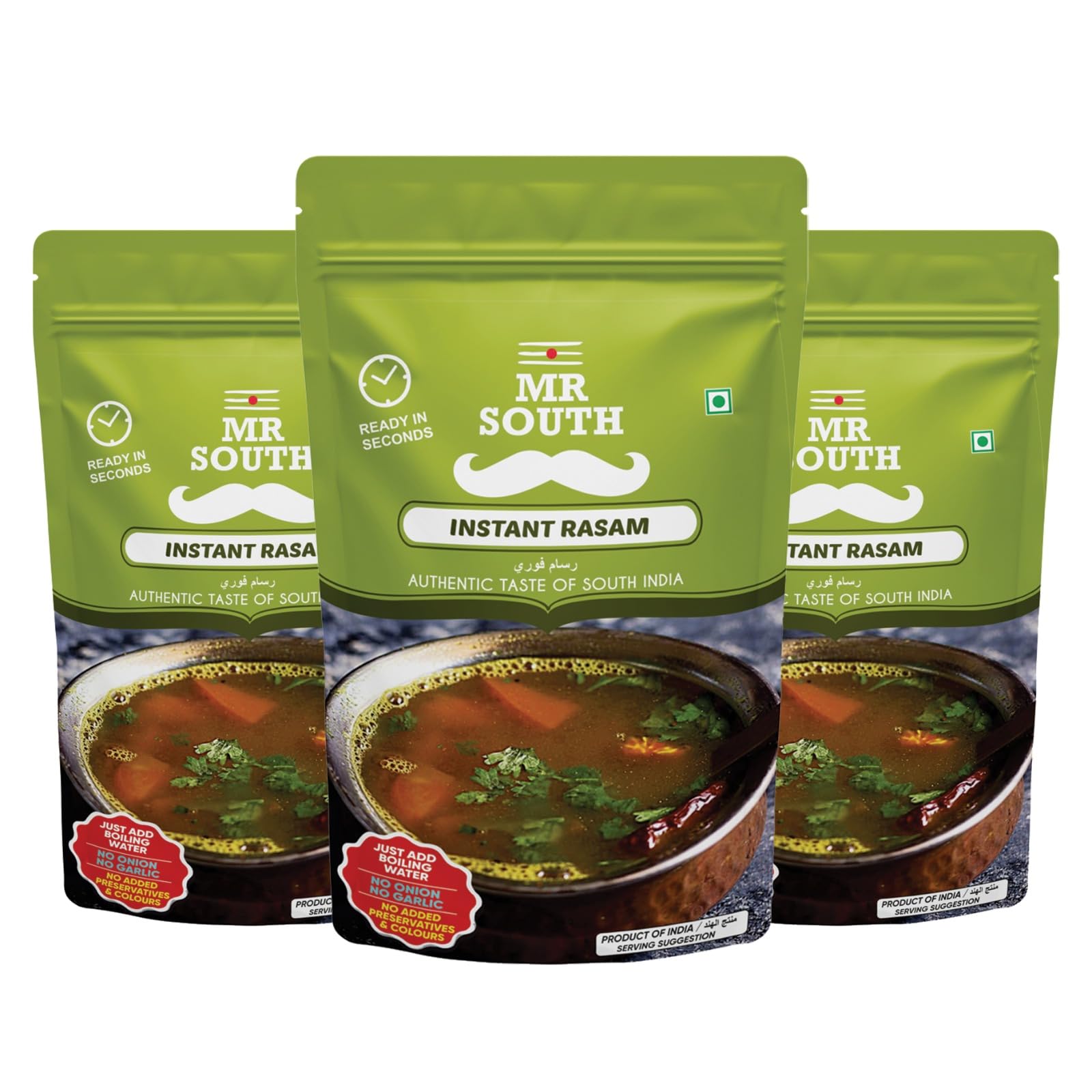 Authentic South Indian Instant Rasam Powder - 80g Pack of 3 | Traditional Spiced Soup Mix | No Onion, No Garlic | Preservative-Free | Quick & Easy Preparation | Perfect for Vegan, Vegetarian Diets & Busy Lifestyles | Great for Soups, Curries & Rice Dishes