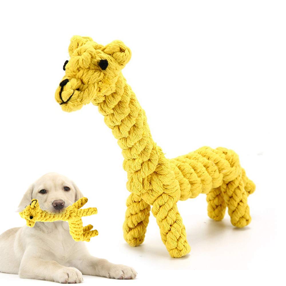 Durable Cotton Rope Dog Chew Toys - Handwoven Giraffe-Shaped Dental Chew Toy for Small & Medium Dogs | Puppy Teething Relief & Teeth Cleaning Toy for Indoor & Outdoor Play