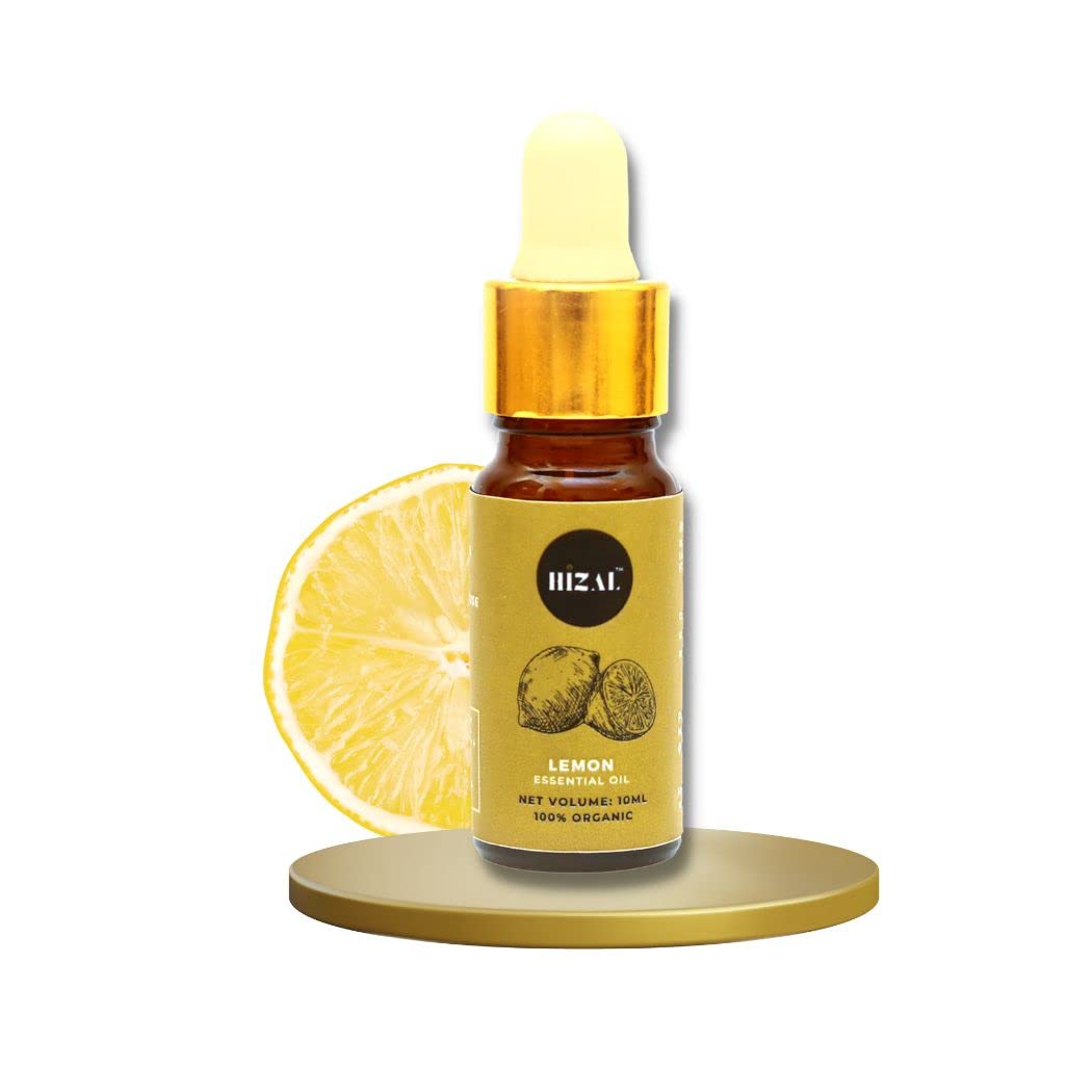 HIZAL 100% Pure Natural Lemon Essential Oil, 10ml - For Face, Hair, Skin Care & Aromatherapy | Mood Booster, DIY Beauty Recipes, Home Diffuser
