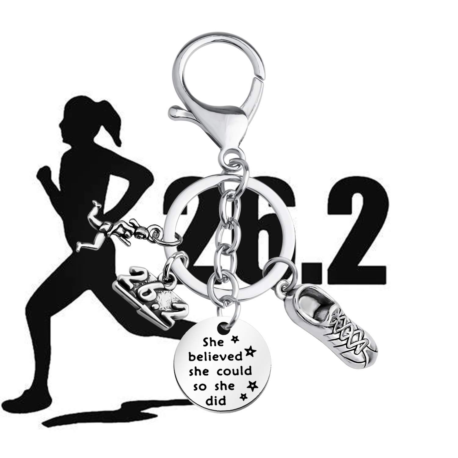 FUSTMW Runner Keychain - Marathon Jewelry Gift for Runners - Perfect for Race Day, Training Motivation & Finisher Rewards