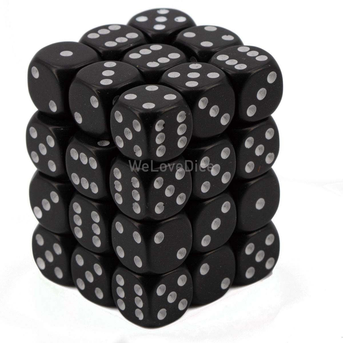 Chessex 25808 Opaque Black with White 12mm Six-Sided Dice Set of 36 - Perfect for D&D, Board Games, RPGs, and Tabletop Gaming Accessories
