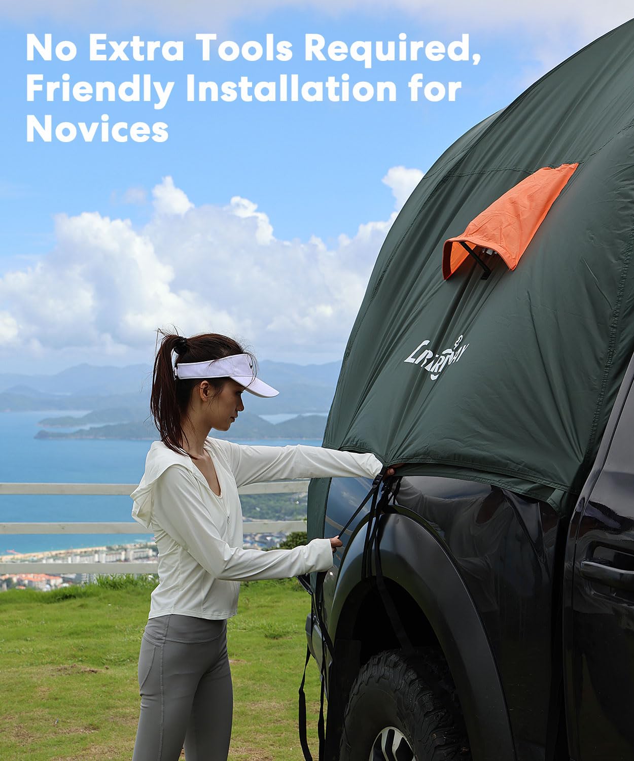 LIBERRWAY 6-6.5 FT Truck Bed Tent - Waterproof PU2000mm Double Layer with Rainfly - 2-Person Pickup Truck Tent for Camping, Outdoor Adventures & Road Trips (Green)