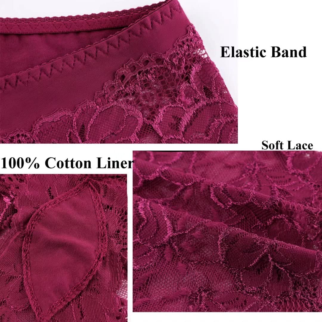 Timothee Women's Lace Boyshorts & Hipster Panties - Soft, Sexy, Cheeky Underwear for Regular & Plus Size - Pack of 3/4/8 - Perfect for Everyday Comfort, Date Nights & Special Occasions