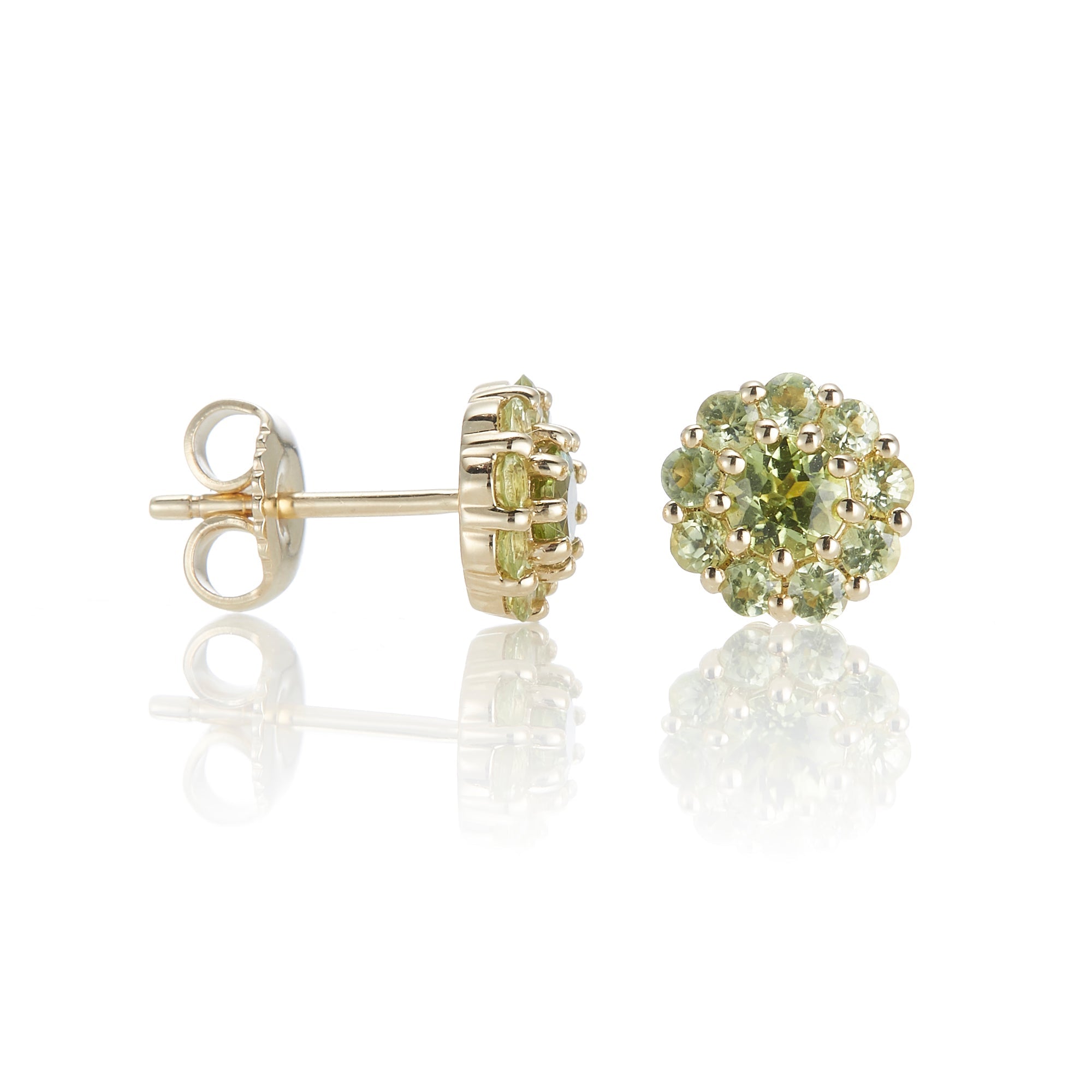 Peridot Floret Earrings for Women - Dainty Floral Stud Earrings for Everyday Wear, Gift for Her, Wedding, Party & Special Occasions